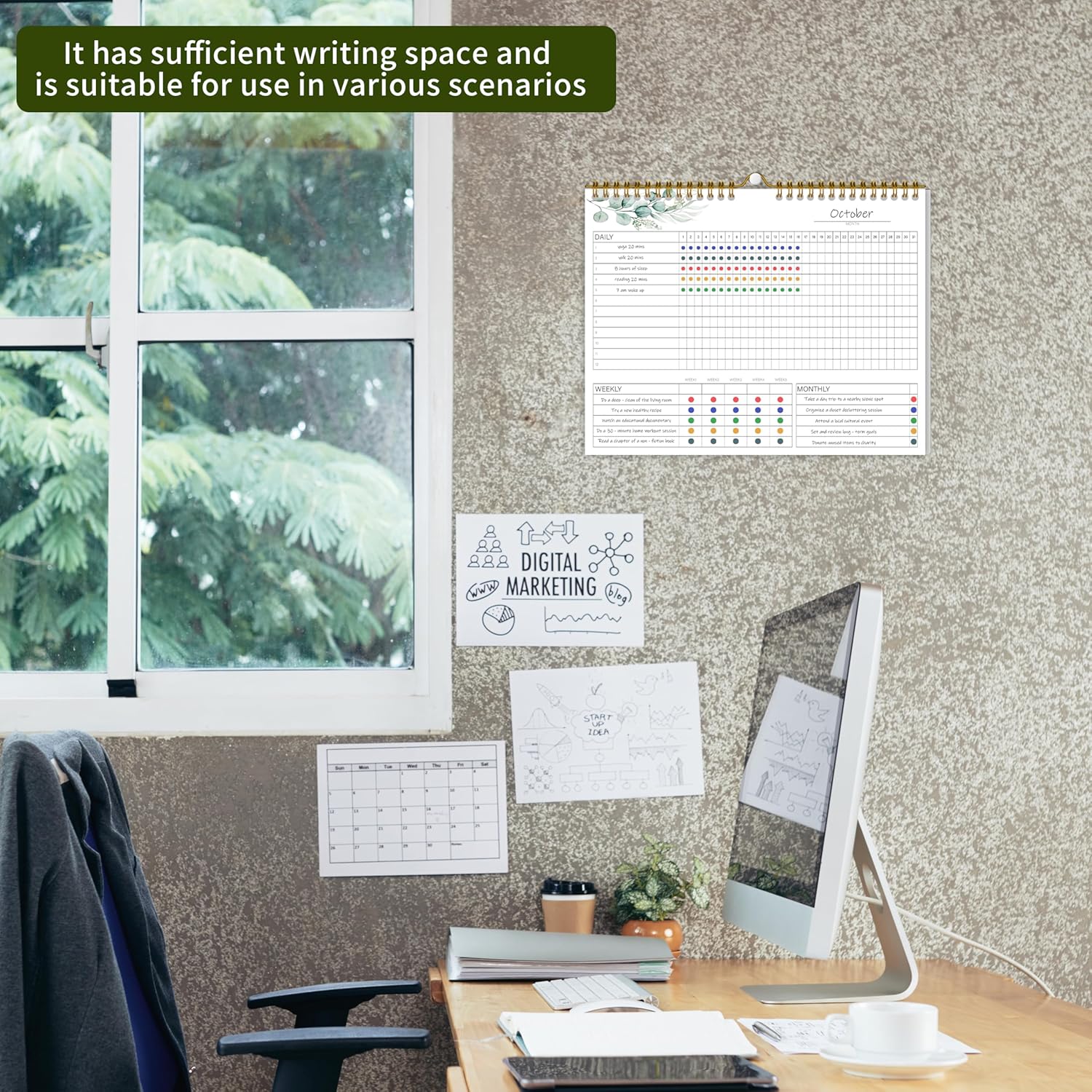 Habit Tracker Calendar,12 Monthly Habit Tracker Journal with Spiral Binding,Undated Weekly Monthly Planner to Boost Productivity&Self Improvement, 8"x10"(Green) - Image 5