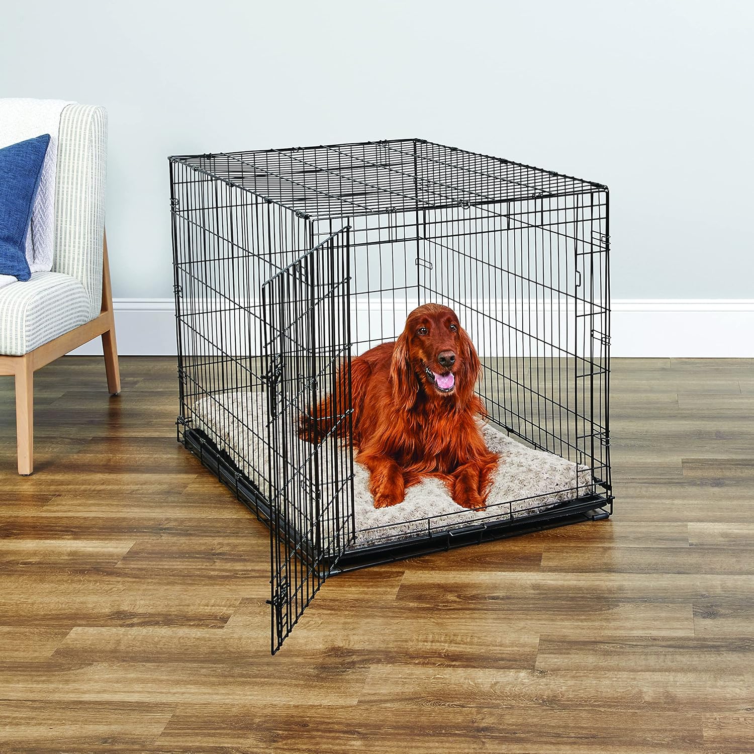 Midwest Homes for Pets 42-Inch New World Crate for Large Breeds, 71-90 lbs, Single Door Folding Dog Crate, Leak-Proof Tray & Secure Latch, Portable, Durable & Easy to Assemble - Image 2