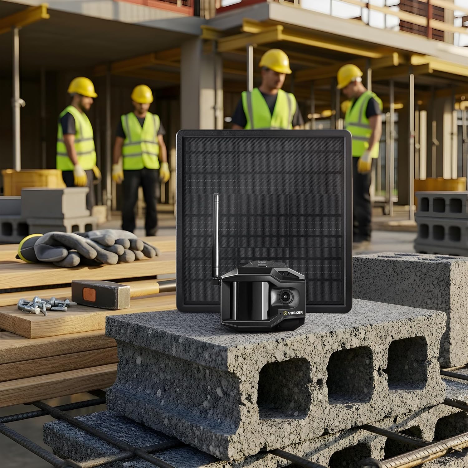 Vosker V300 Ultimate Construction Pack Outdoor Security Camera with External Solar Panel for Remote Construction Sites 4G LTE Black Single Unit with Battery - Image 8