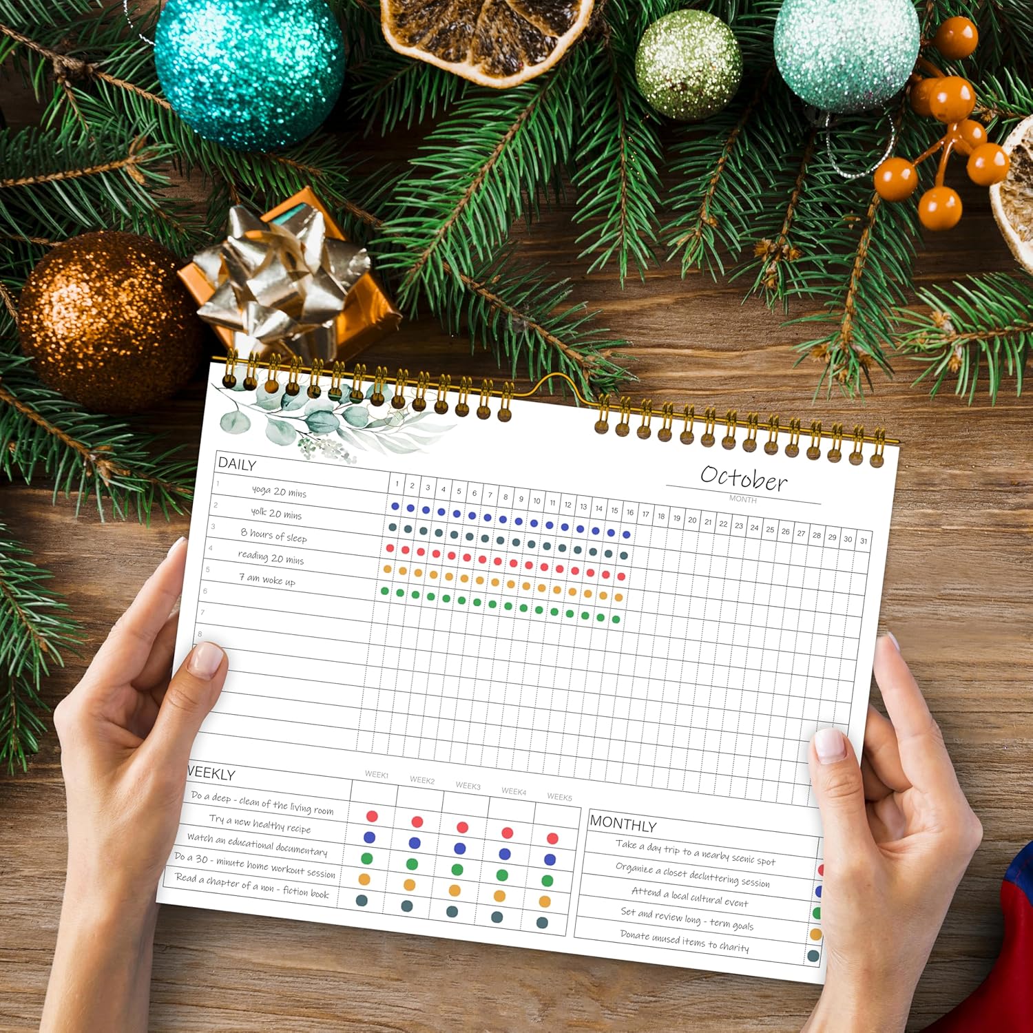Habit Tracker Calendar,12 Monthly Habit Tracker Journal with Spiral Binding,Undated Weekly Monthly Planner to Boost Productivity&Self Improvement, 8"x10"(Green) - Image 4