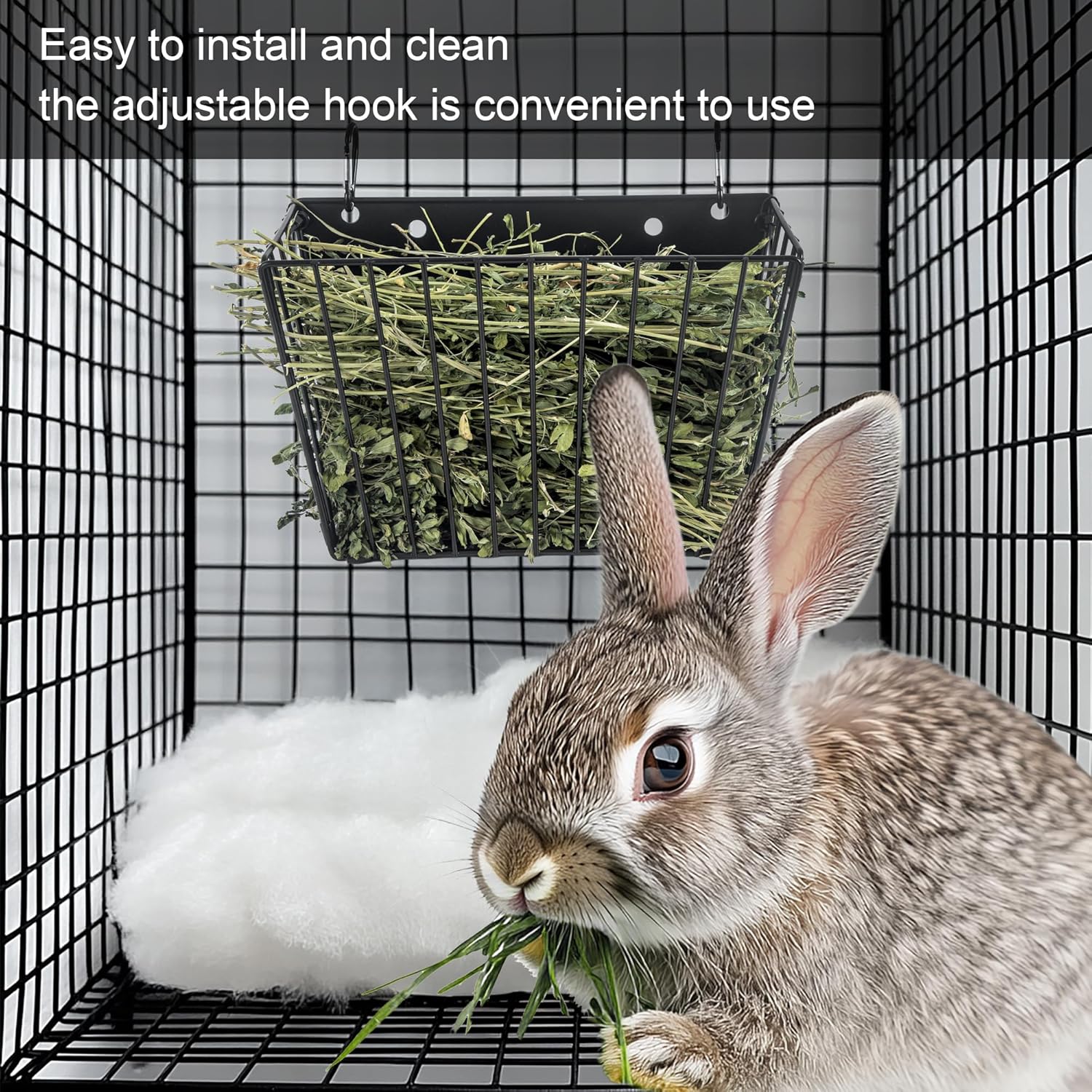 Rabbit Hay Feeder, with Heavy-Duty Metal Frame, Hay Holder for Rabbits - for Rabbits, Bunny, Guinea Pigs, Chinchillas, 9.6x4.5x6.3 inch - Image 7
