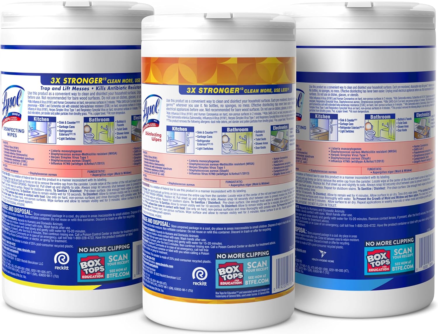 Lysol Disinfectant Wipes Bundle, Dorm Room Essentials, Multi-Surface Cleaning Wipes, For Disinfecting & Cleaning, Lemon & Lime Blossom, Crisp Linen, Mango & Hibiscus, 3x80 ct - Image 10