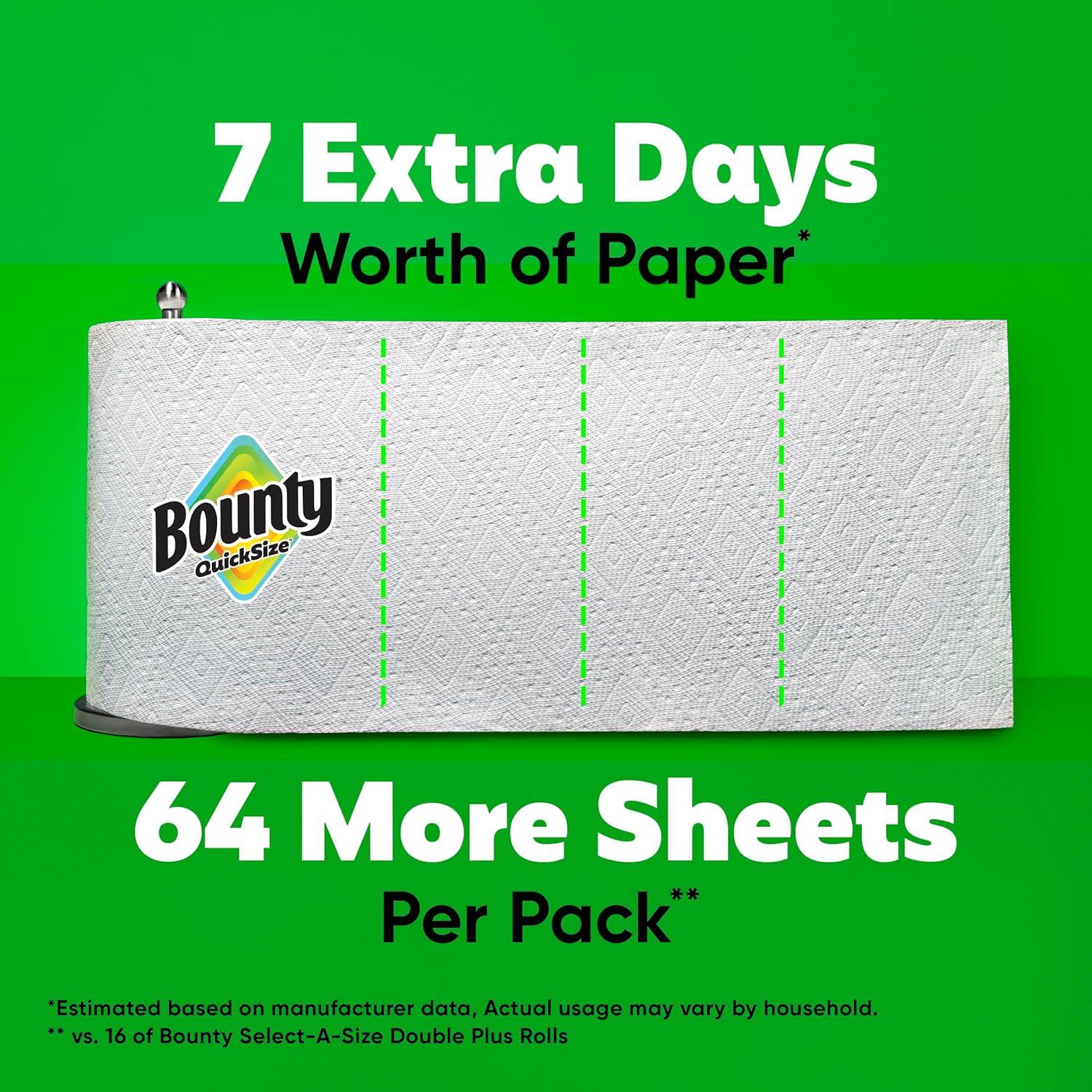 Bounty Paper Towels Quick Size, White, 16 Family Rolls = 40 Regular Rolls - Image 5