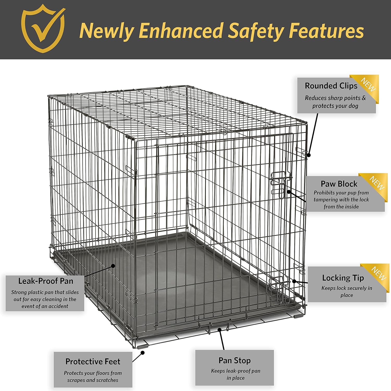 Midwest Homes for Pets 42-Inch New World Crate for Large Breeds, 71-90 lbs, Single Door Folding Dog Crate, Leak-Proof Tray & Secure Latch, Portable, Durable & Easy to Assemble - Image 4