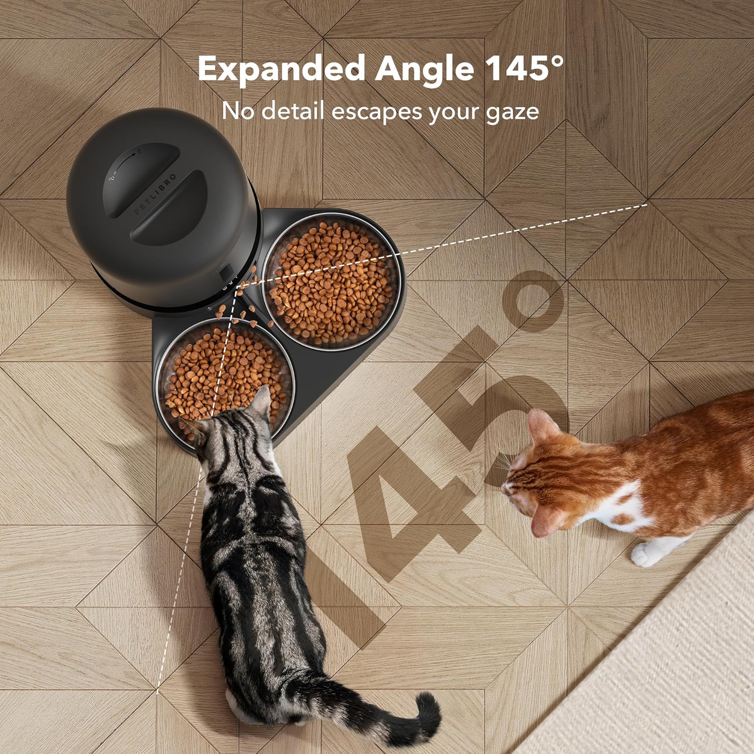 PETLIBRO Automatic Cat Feeder with Camera for Two Cats, 1080P HD Video with Night Vision, 5G WiFi Pet Feeder with 2-Way Audio for Cat & Dog, Low Food & Motion & Sound Alerts, Dual Tray, Black 5L - Image 3