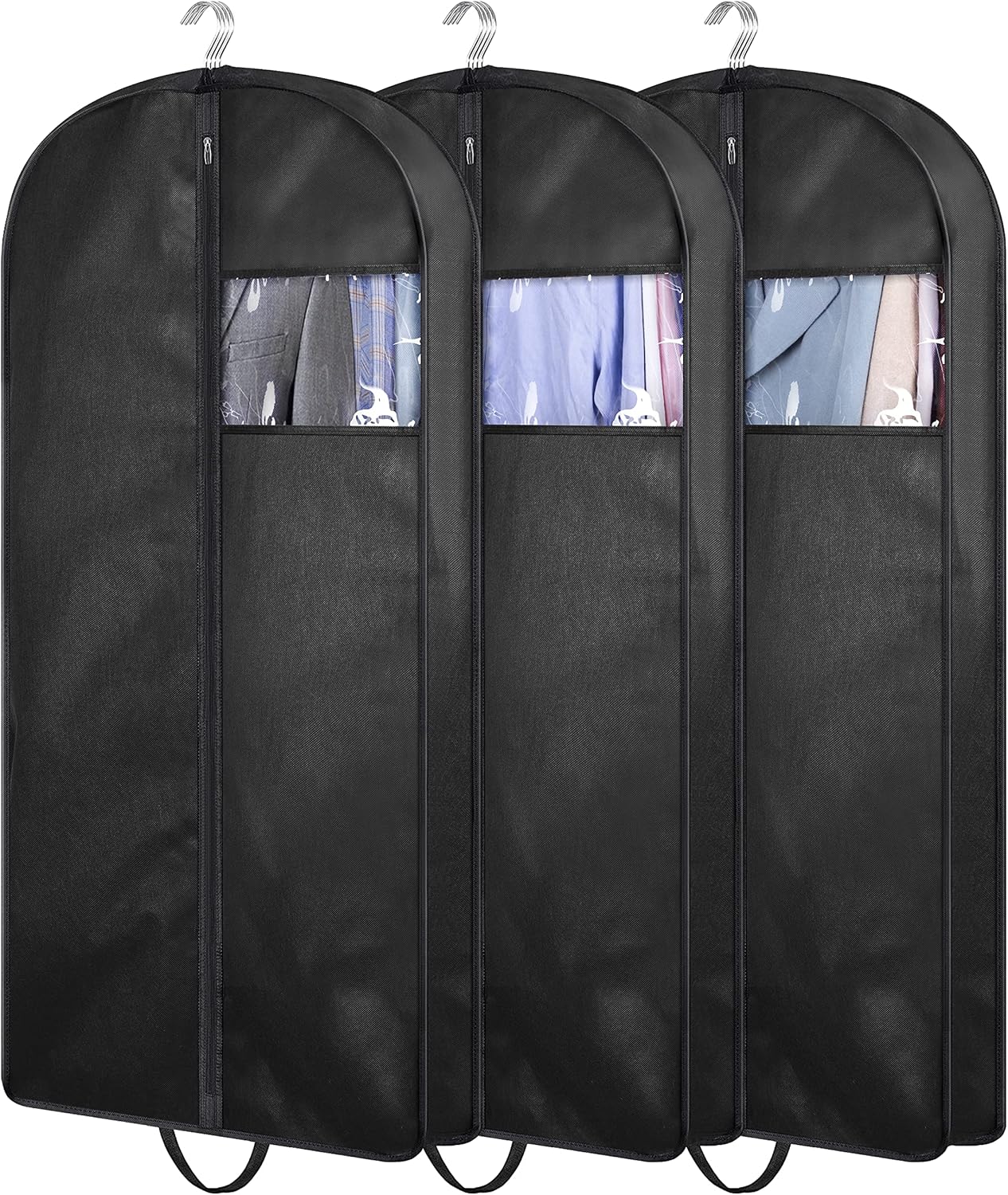 KIMBORA 43" Suit Bags for Closet Storage and Travel, Gusseted Hanging Garment Bags for Men Suit Cover With Handles for Clothes, Coats, Jackets, Shirts(3 Packs)