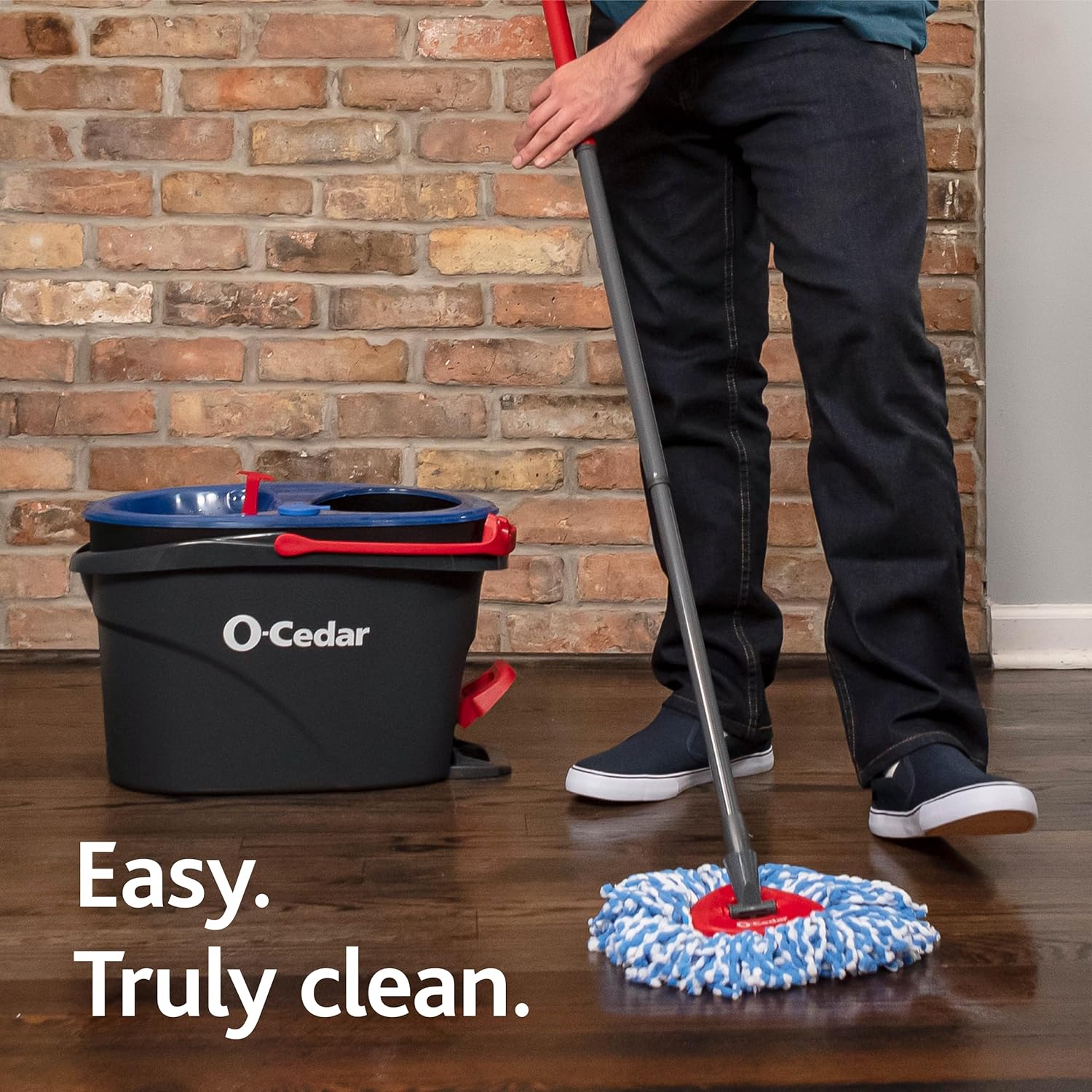 O-Cedar RinseClean Spin Mop & Bucket System + 2 Extra Mop Heads| Clean with Water | Removes 99% of Bacteria - Image 15