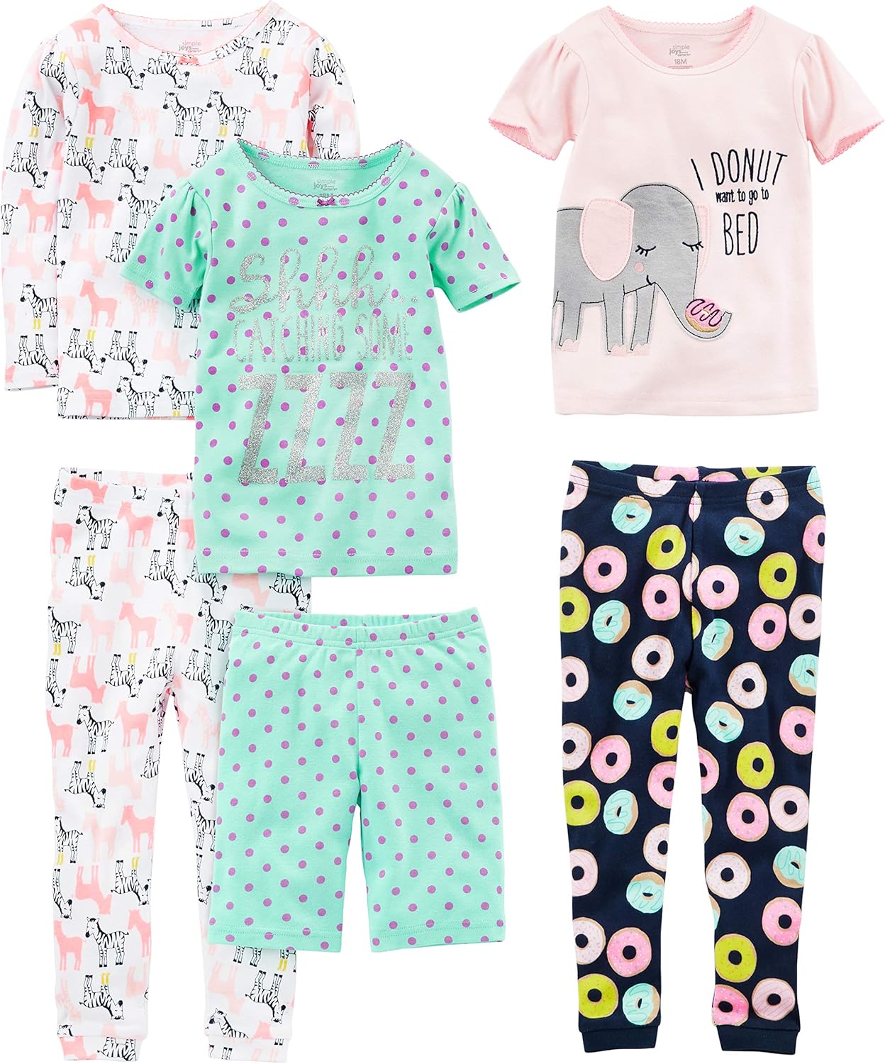 Simple Joys by Carter's girls 6-piece Snug Fit Cotton Pajama Set