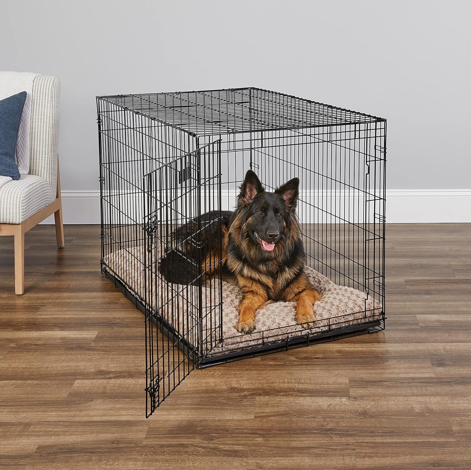 MidWest Homes for Pets 48-Inch iCrate for Extra-Large Breeds, 90-110 lbs, Single Door Folding Dog Crate with Divider Panel, Leak-Proof Tray & Secure Latches, Portable, Durable & Easy to Assemble - Image 2
