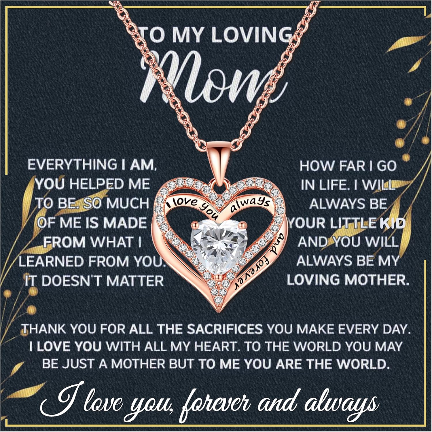 Mothers Day Gifts For Mom From Son Daughter Mom Necklace For Women 925 Sterling Silver New Mom Gifts Birthday Gifts With Heartfelt Message & Lighted Box