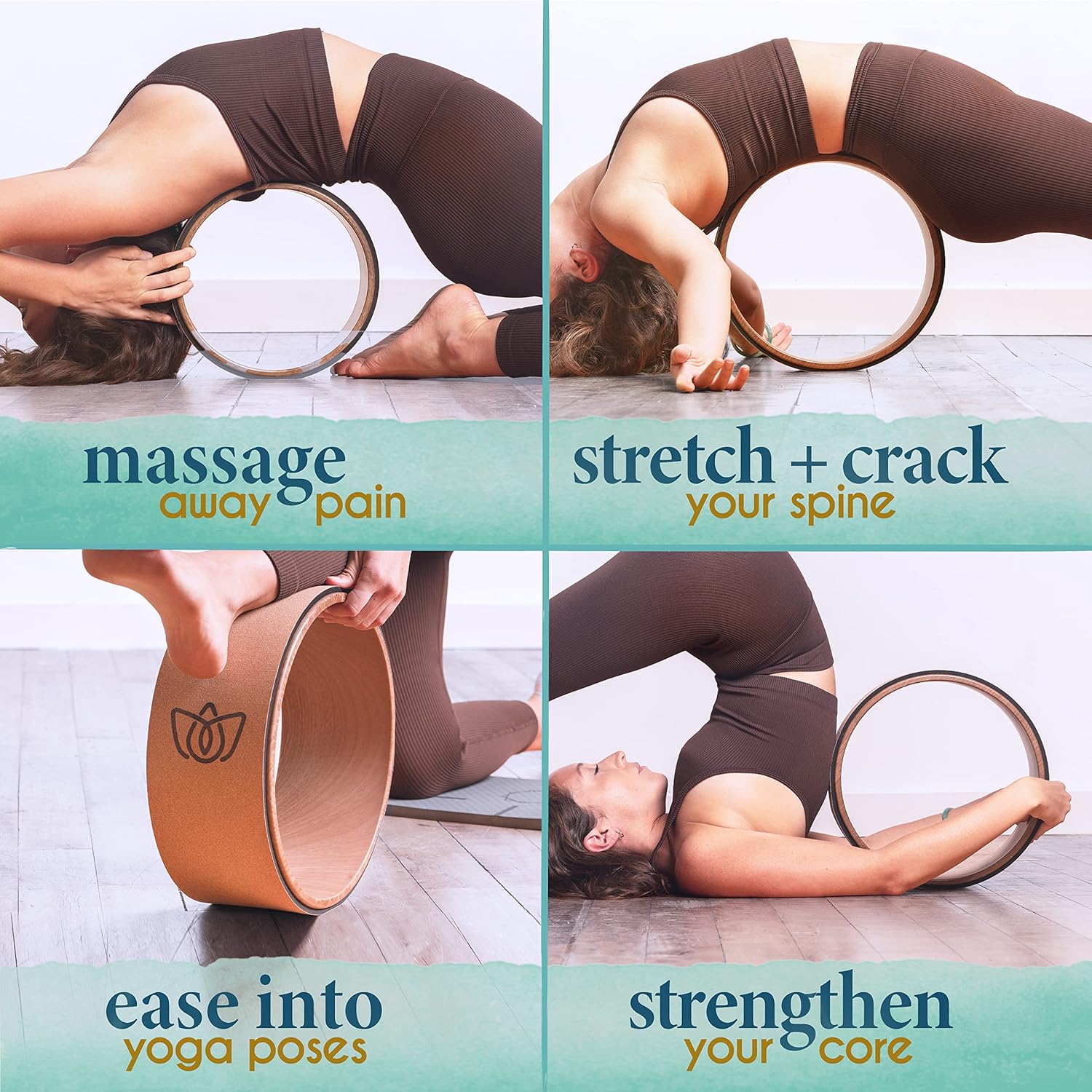Florensi Yoga Wheel (3-Pack) - Back Stretcher and Back Roller for Back Pain, Yoga Roller for Muscle Relaxation, Pain Relief, Cracking and Popping - Image 4