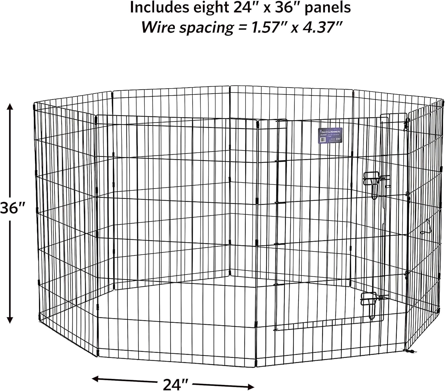 MidWest Homes for Pets Folding Metal Dog Exercise Pen, Indoor/Outdoor Playpen with Secure Door, Provides 16 Sq Feet of Play Space, 36-Inches Tall, Black E-Coated - Image 7