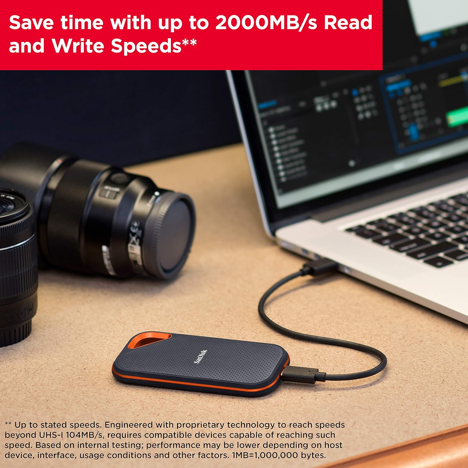 SanDisk 4TB Extreme PRO Portable SSD - Up to 2000MB/s - USB-C, USB 3.2 Gen 2x2, IP65 Water and Dust Resistance, Updated Firmware - External Solid State Drive - SDSSDE81-4T00-G25 - Image 5