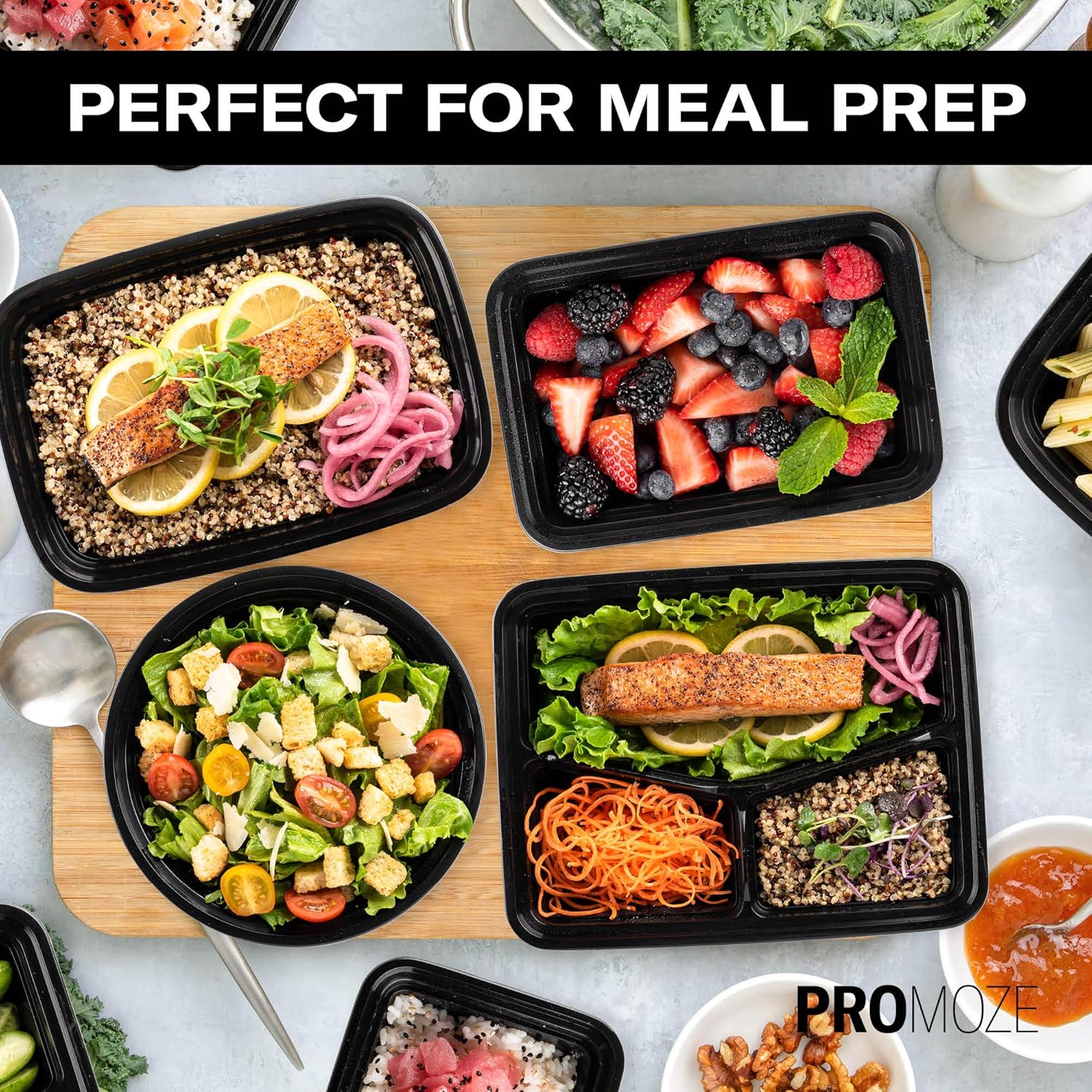 50-Pack Reusable Meal Prep Containers Microwave Safe Food Storage Containers with Lids, 28 oz - 1 Compartment Take Out Disposable Plastic Bento Lunch Box To Go, BPA Free - Dishwasher & Freezer Safe - Image 9