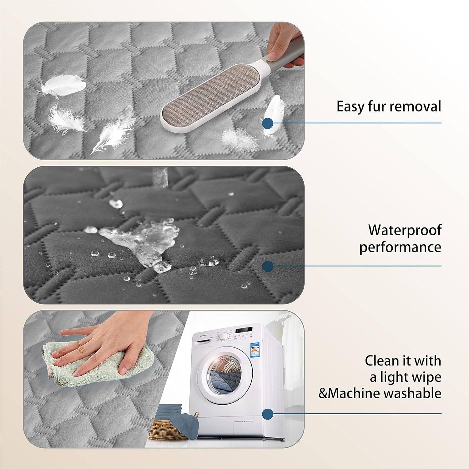 gogobunny 3X Stronger Waterproof Pet Blanket, Scratch Proof Furniture Protector for Dogs Cats, Reversible Cover 30x70 Inch, Dark Grey/Light Grey - Image 8