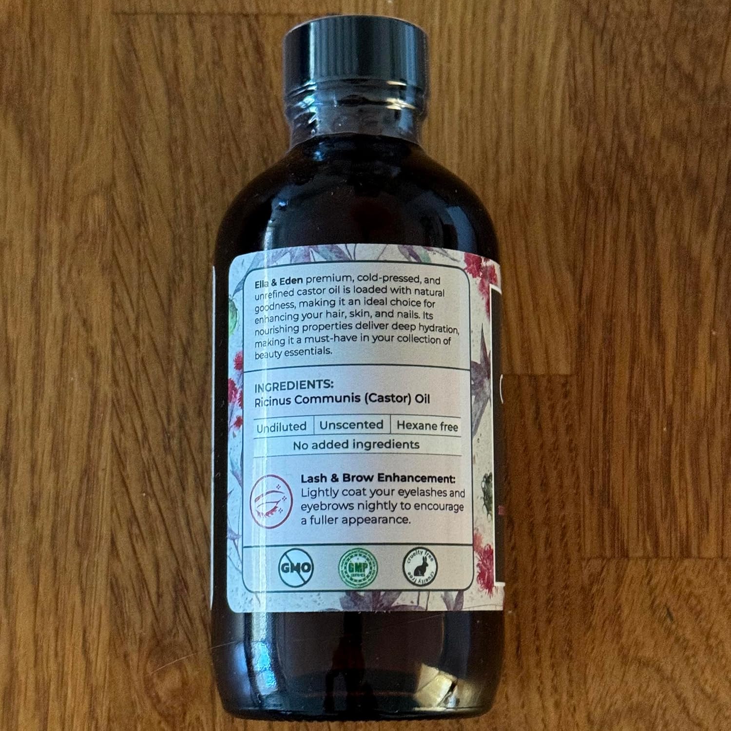 Ella & Eden Organic Castor Oil for Eyelashes - 4 Fl Oz Glass Bottle Lash Serum - for Eyebrows, for Hair Growth - Cold-Pressed Hexane-Free USDA Certified 100% Pure Unrefined - Image 7
