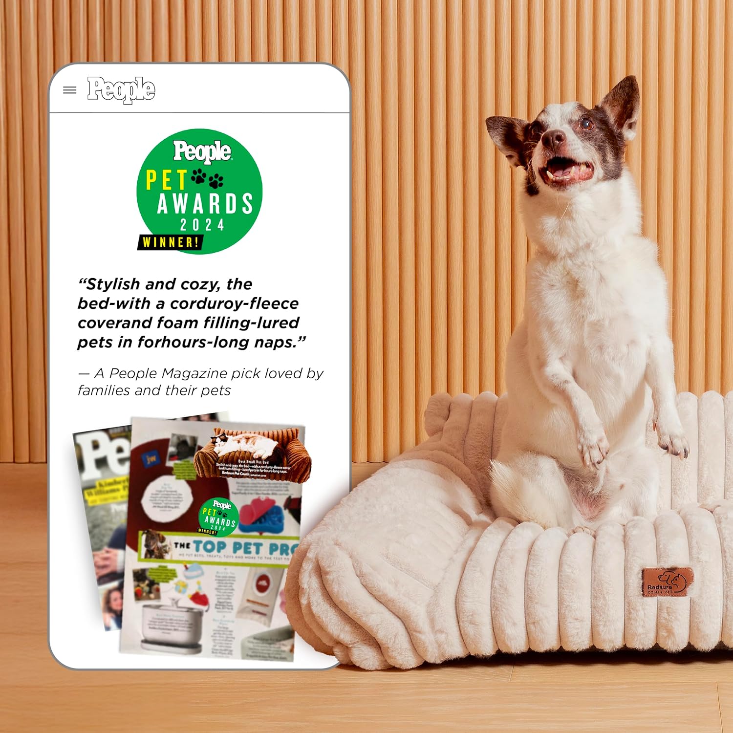 Bedsure ComfyFleece™ Cute Cat Couch for Pets - As Seen on TV on Good Day New York, Fuzzy Cats beds for Indoor Cats with Removable Washable Cover, Supportive Pet Sofa, 24inch, Cream - Image 3