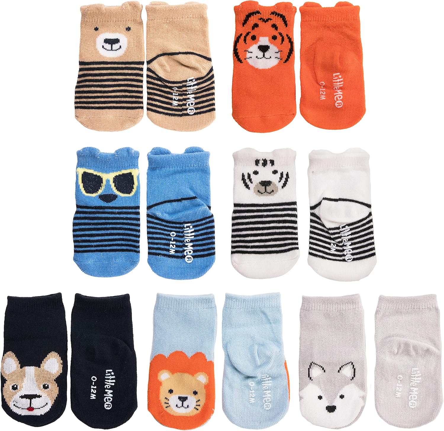 Little Me 8-Pack Baby Socks, Animal Charter Themed, 0-12 Months - Image 6