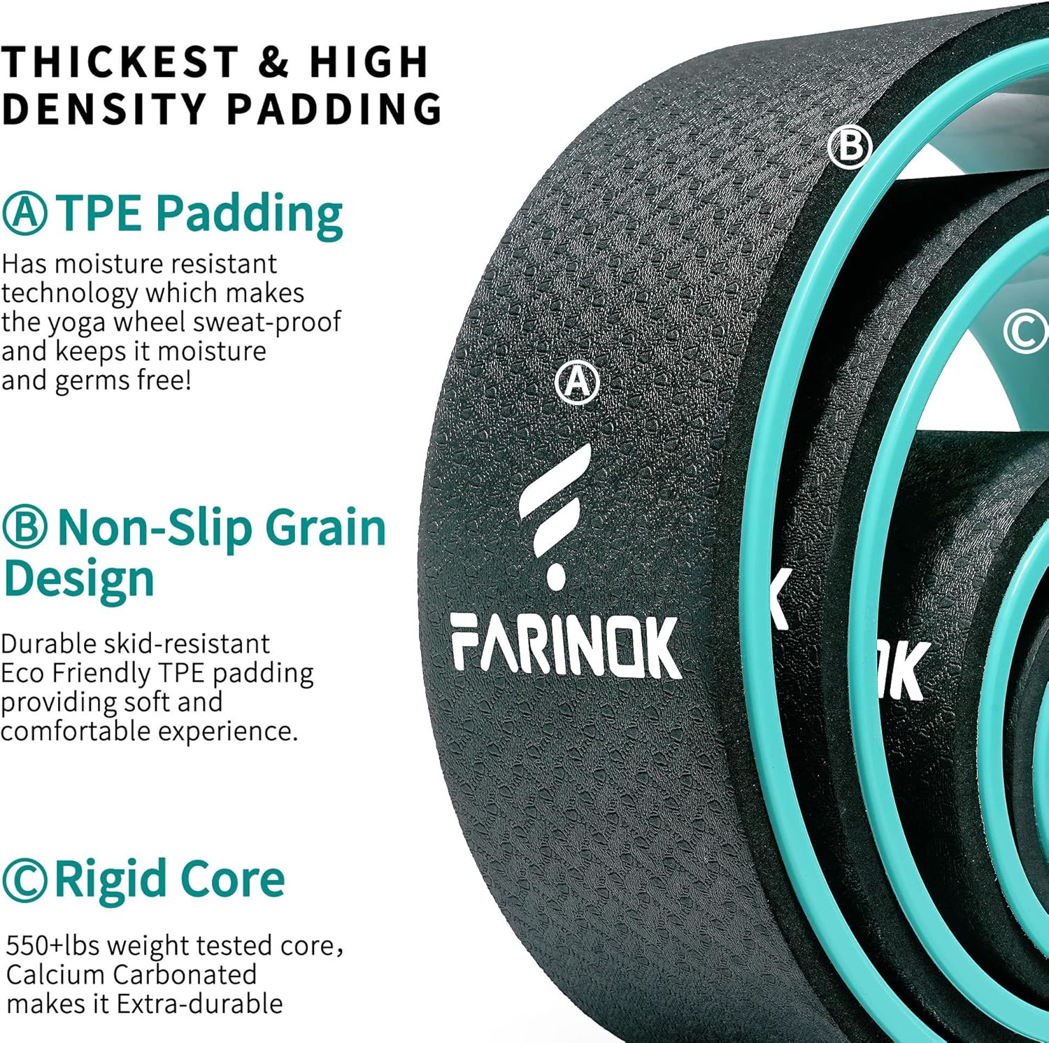 Yoga Wheel Set of 3+1, Upgraded 10MM Thick Back Wheels for Pain Relief & Stretching, Strongest Back Roller for Deep Tissue Massage, Improving Yoga Poses Backbend - Image 3