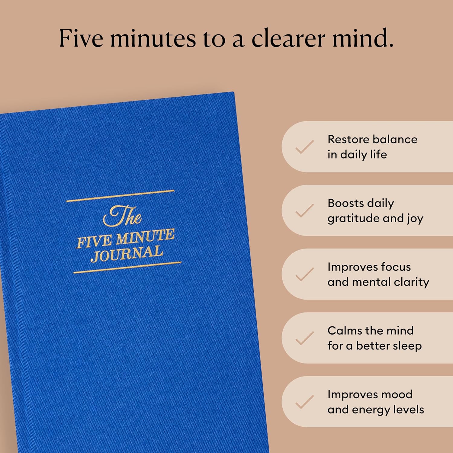 Intelligent Change The Five Minute Journal, Original Daily Gratitude 2025, Reflection & Manifestation for Mindfulness, Undated Daily with Gold Foiling, Plastic-Free, Blue - Image 2