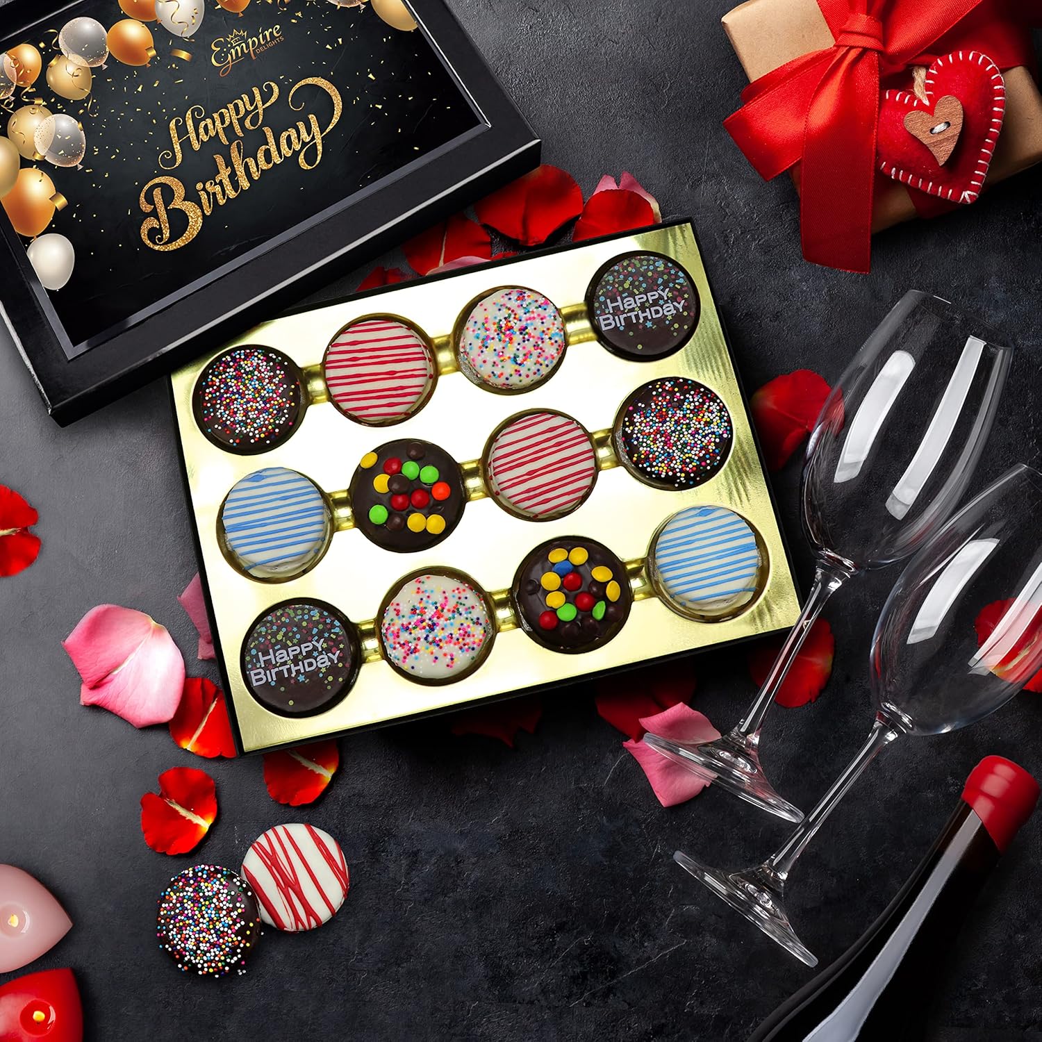 Birthday Cookies Gift Basket for Men and Women – Gourmet Chocolate Cookies, Happy Birthday treats for Food Gifts by Empire Delights, 12 Count Chocolate Gift Box - Image 2