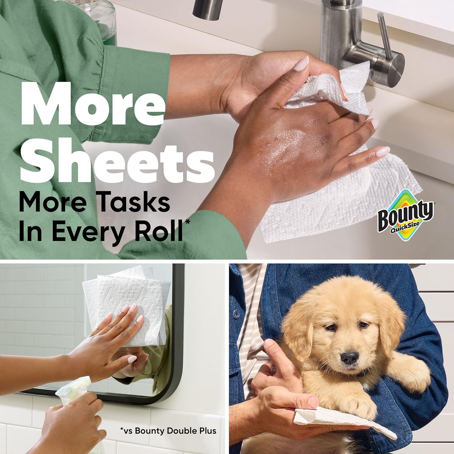 Bounty Quick-Size Paper Towels, White, 8 Family Triple Rolls = 27 Regular Rolls - Image 3