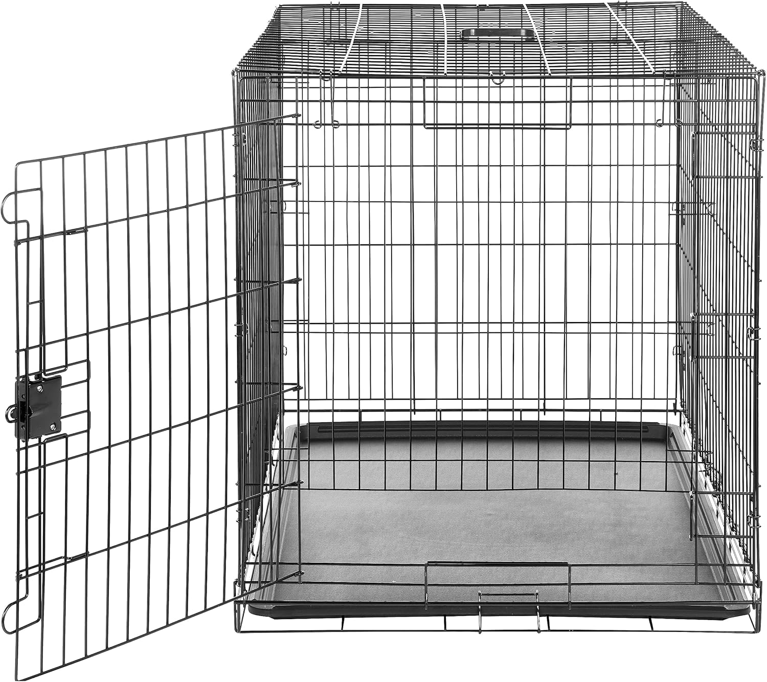 Amazon Basics - Durable, Foldable Metal Wire Dog Crate with Tray, Single Door, 42 x 28 x 30 in, Black - Image 3