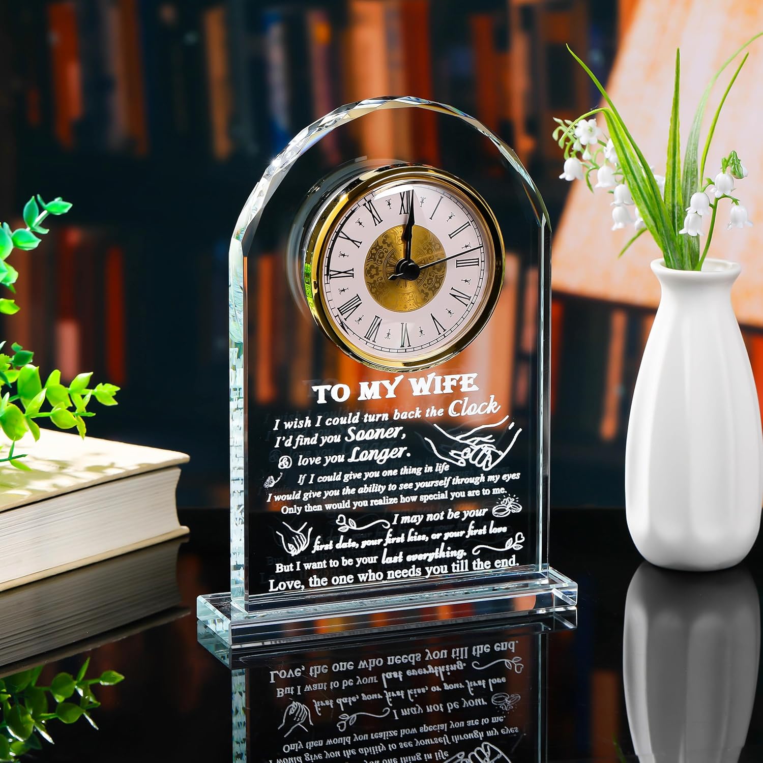 Movdyka Gifts for Wife from Husband Unique - Crystal Clock Engraved Personalized Gifts for My Lover Who Has Everything - Birthday Anniversary Wedding Present Ideas for Wife - Image 3