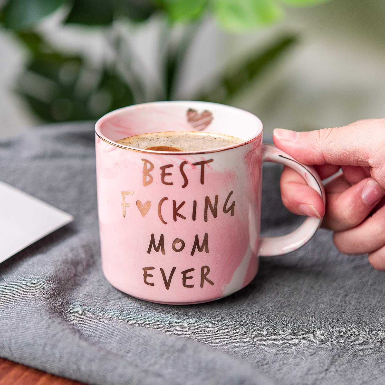 Hendson Mom Gifts for Women - Best Mom Ever - Funny Mom Birthday Gift Ideas, New Mom, Pregnancy Congratulations Gifts for First Time Moms and Mother To Be - Pink Marble Mug, 11.5oz Coffee Cup - Image 4