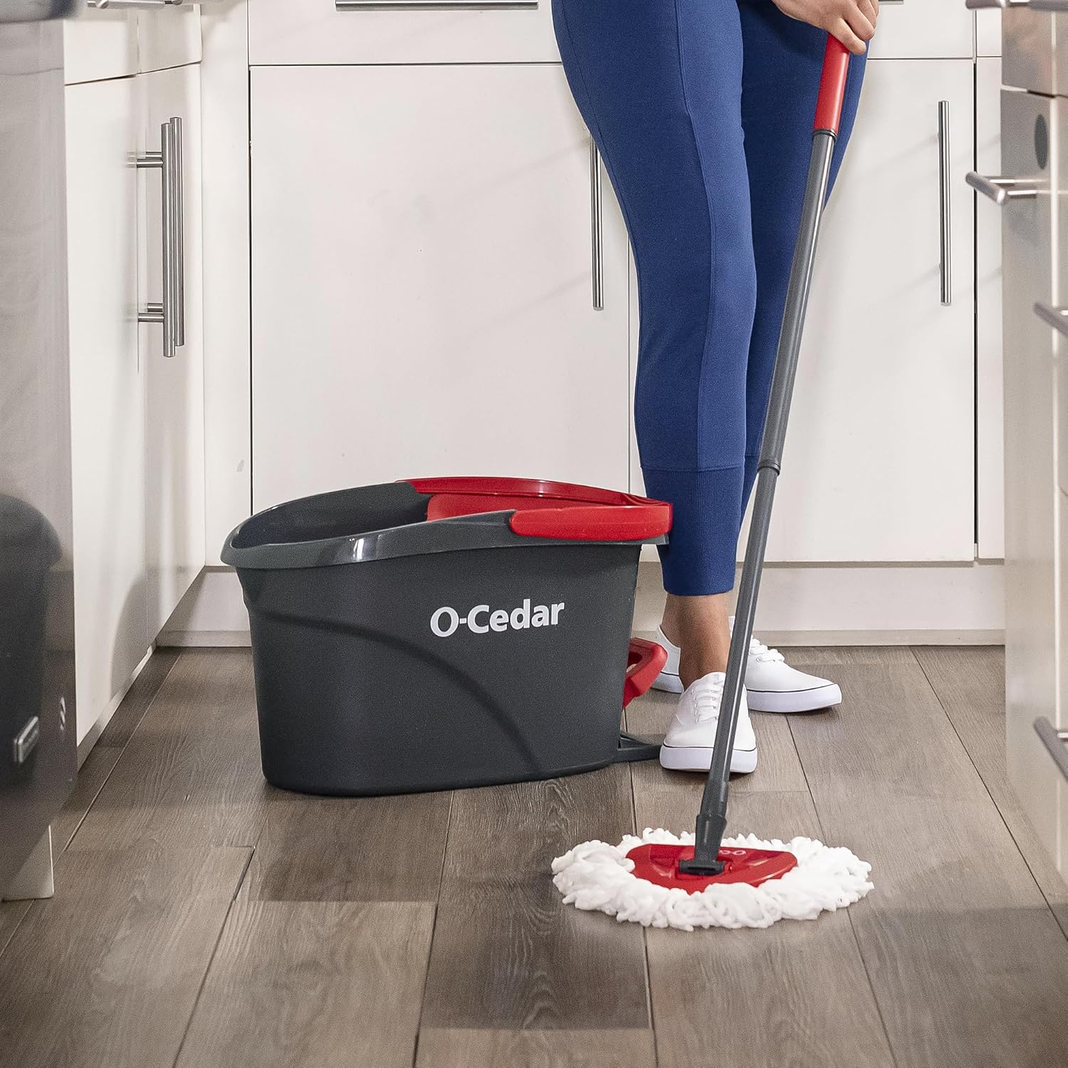 O-Cedar EasyWring Microfiber Spin Mop, Bucket Floor Cleaning System, Red, Gray, Standard - Image 10