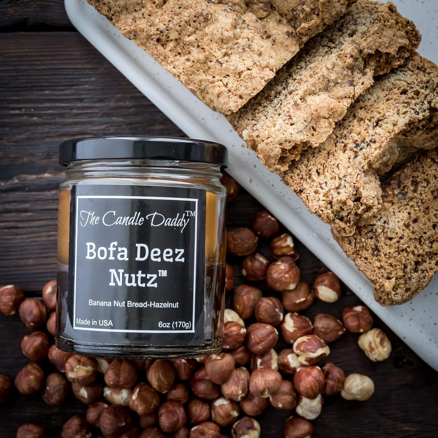 Bofa Deez Nutz- Funny- Banana Nut Bread n Hazelnut Vanilla- Scented Candle- Double Pour- 6 Ounce- 40 Hour Burn Time - Image 2