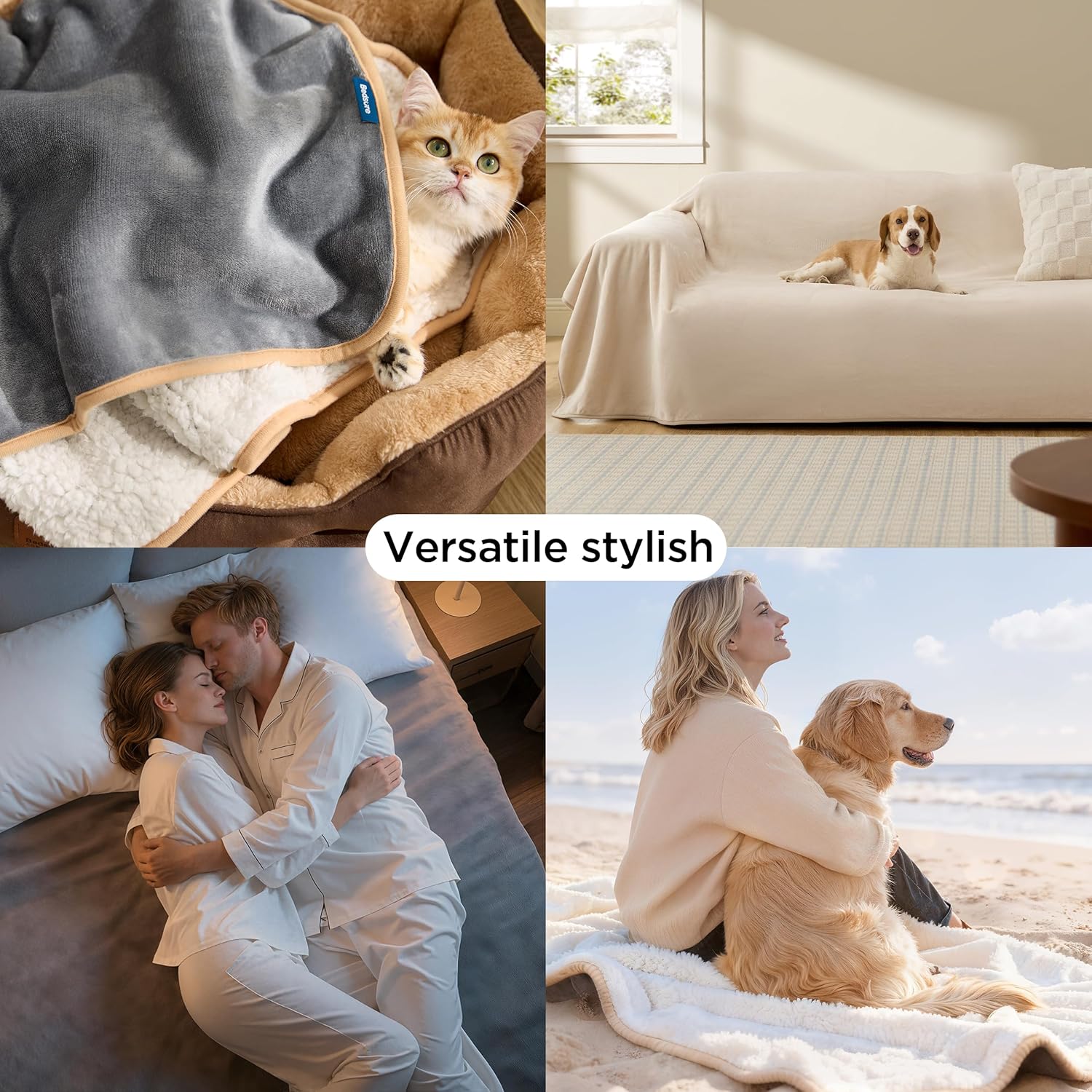 Bedsure Waterproof Dog Blankets for Small Dogs - Small Cat Blanket Washable for Couch Protection, Sherpa Fleece Puppy Blanket, Soft Plush Reversible Throw Furniture Protector, 25"X35", Grey - Image 10