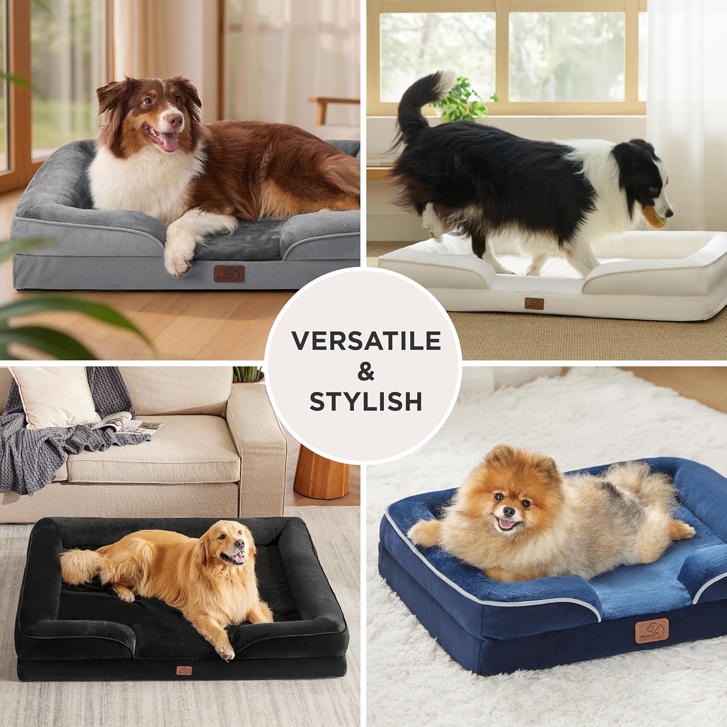 Bedsure Orthopedic Dog Beds Large Sized Dog - Washable Large Dog Cat Bed Waterproof, Comfort Dogs Couch Sofa with Washable Removable Cover, Pet Bed with Nonskid Bottom, Grey, 35" - Image 9