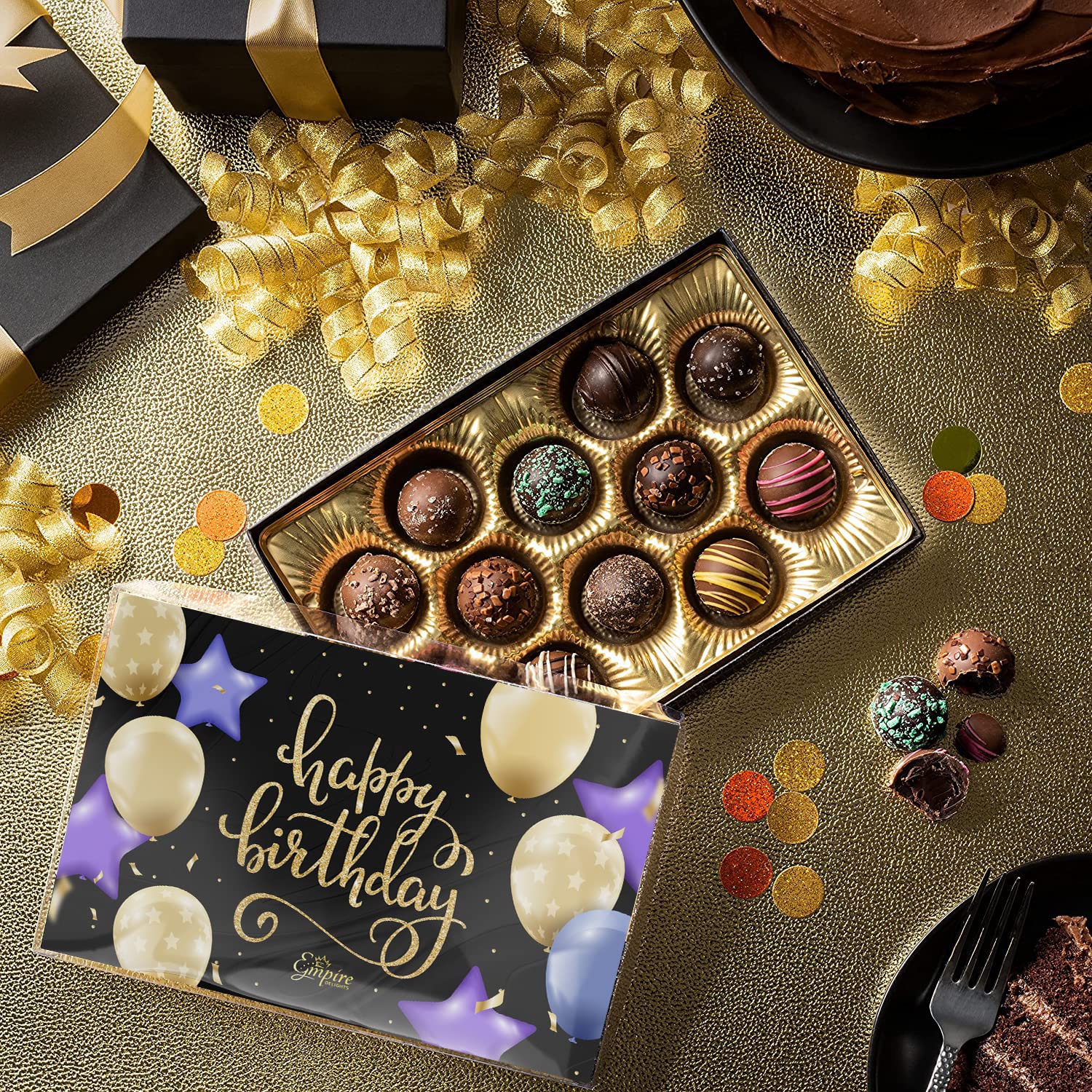 Happy Birthday Chocolates - 12 Assorted Milk & Dark Chocolate Truffles - Gourmet Box - Birthday Gifts for Women & Men, 6 oz - Image 6