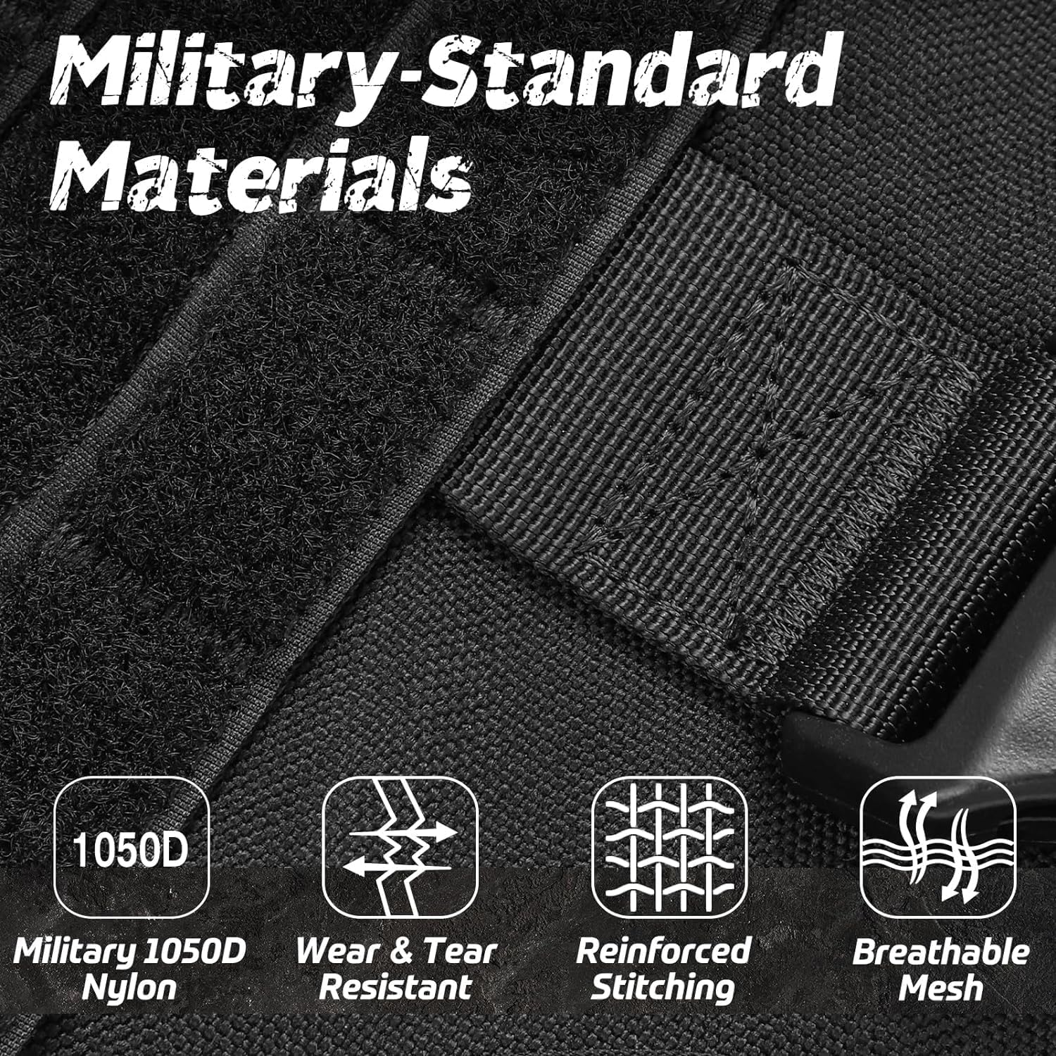 rabbitgoo Tactical Dog Harness for Large, Heavy Duty Pet Harness with Handle, No-Pull Service Vest Large Breed, Adjustable Military Dog Vest for Training Hunting Walking, Black, L - Image 2
