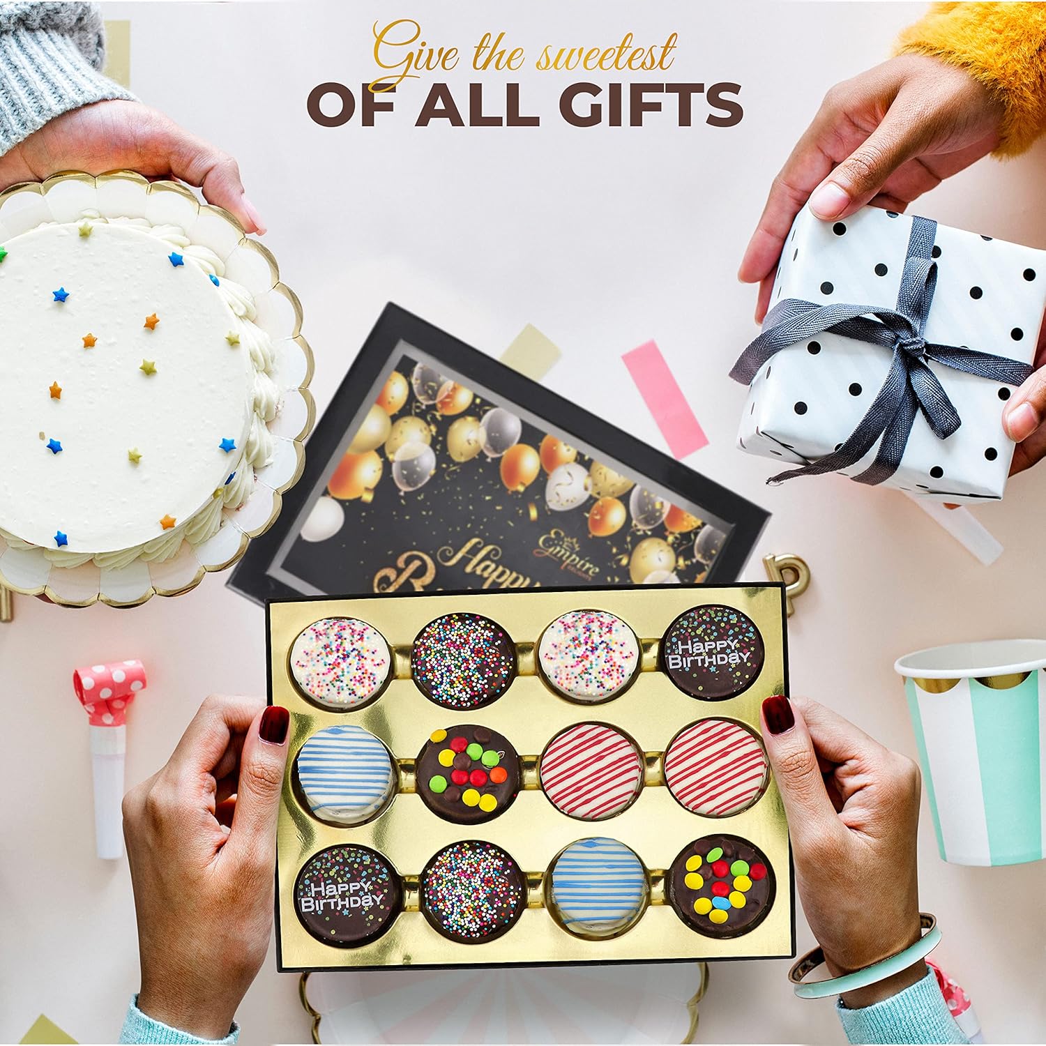 Birthday Cookies Gift Basket for Men and Women – Gourmet Chocolate Cookies, Happy Birthday treats for Food Gifts by Empire Delights, 12 Count Chocolate Gift Box - Image 4