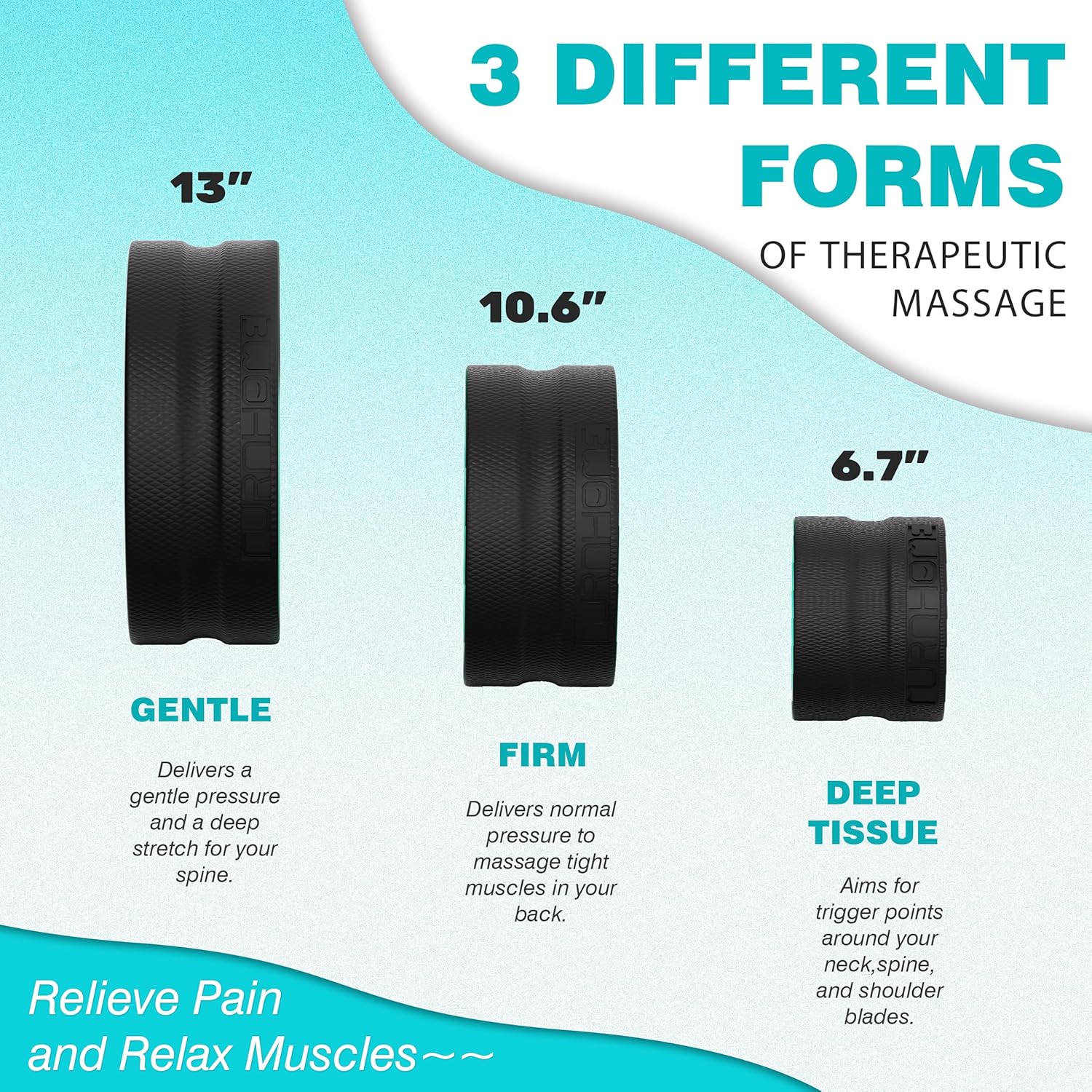 Furnhome Back Roller - Back Wheel for Deep Tissue Massage,Yoga Wheel for Back Pain & Stretching- Comfy Deep Tissue Massage Roller (3-Pack) - Image 2