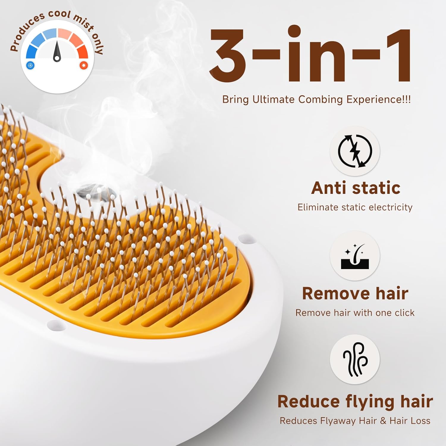 Pet Steam Brush for Dog & Cat – 3-in-1 Spray Hair Removal Comb for Shedding & Grooming, Softens Fur & Reduces Static – Water Brush for Long & Short Coats, Bath-Hating Pets, Includes Waterless Shampoo - Image 2