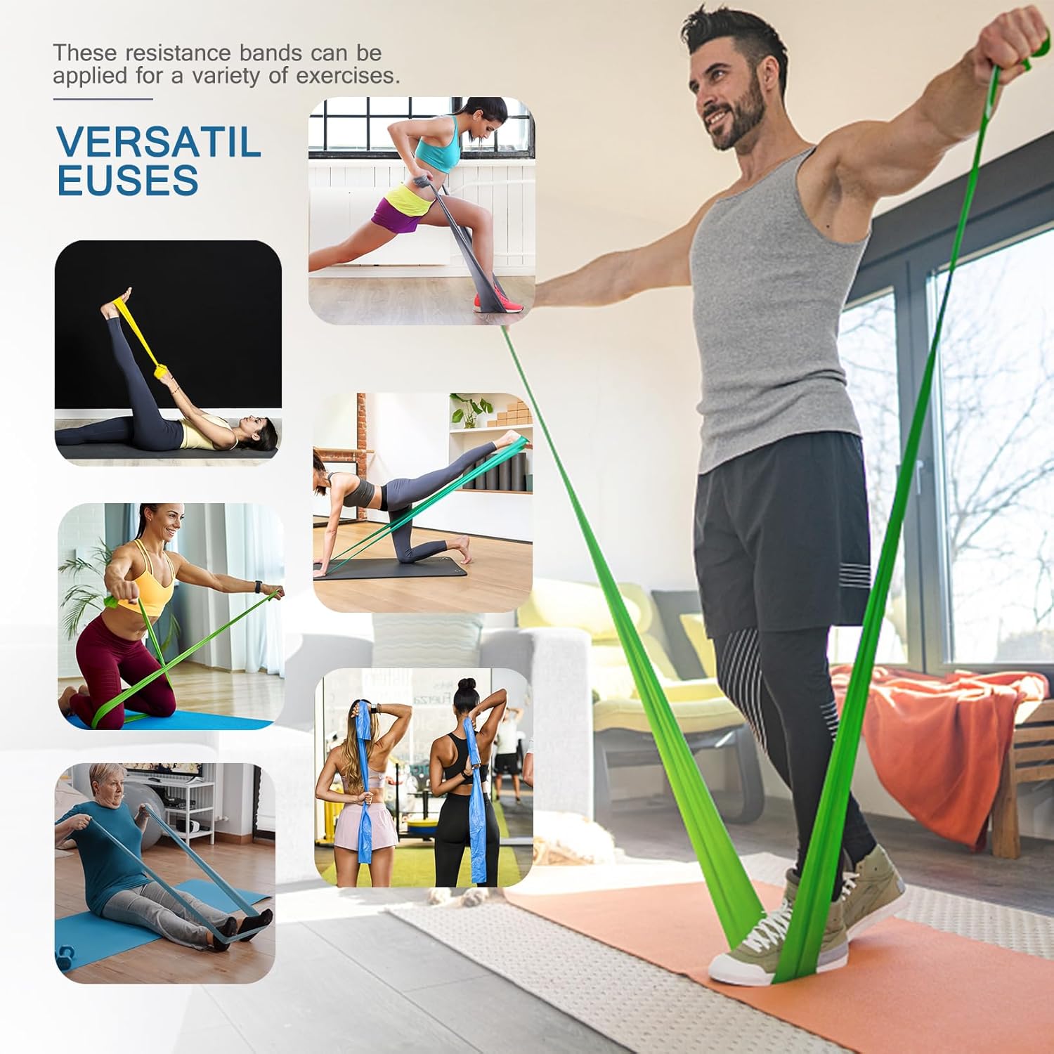 Professional Resistance Bands. Latex-Free, Work Out Bands, Stretch Bands for Working Out Women or Men, Exercise Bands Set for Physical Therapy (Colour Set (5-30lbs) - Includes Accessories) - Image 5