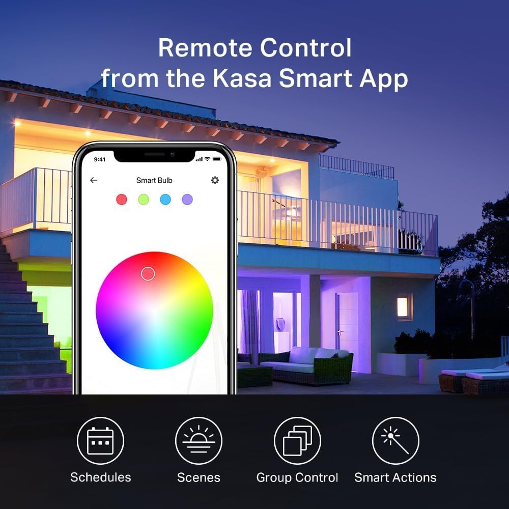 Kasa Smart Light Bulbs, Full Color Changing Dimmable Smart WiFi Bulbs Compatible with Alexa and Google Home, A19, 9W 800 Lumens,2.4Ghz only, No Hub Required, 4 Count (Pack of 1), Multicolor (KL125P4) - Image 7