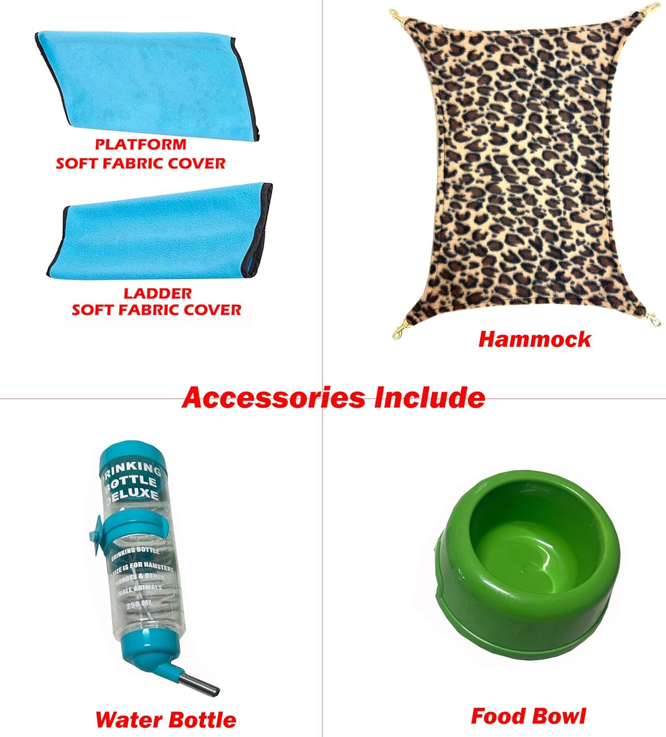 Deluxe Two Tiers Small Animal Critter Cage Tight 1/2-Inch Bar Spacing Water Bottle Food Bowl Feisty Ferret Hammock Chinchilla Rat Mice Squirrel Rabbit Sugar Glider Easy Clean Pull Out Grate Tray - Image 5