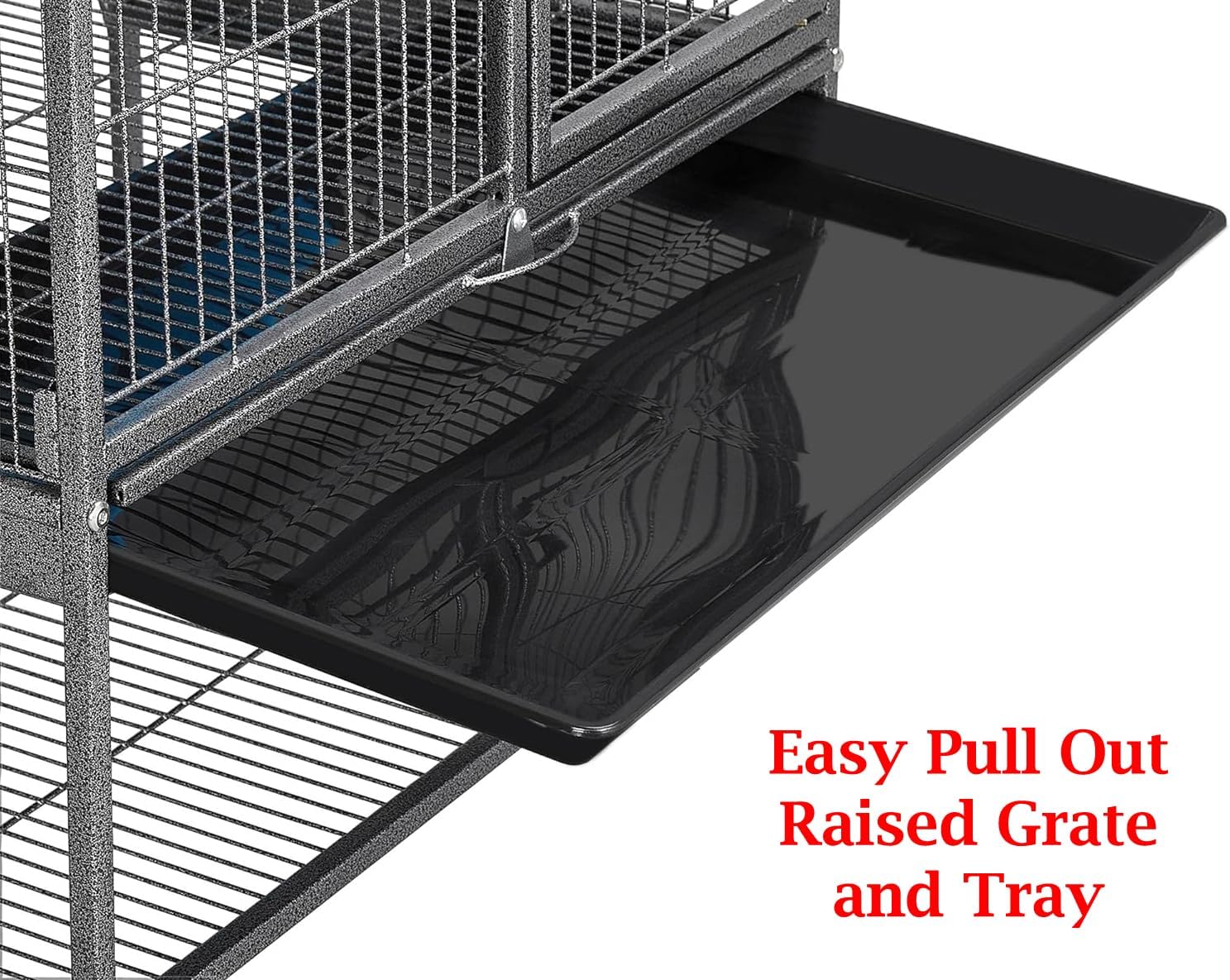 Deluxe Two Tiers Small Animal Critter Cage Tight 1/2-Inch Bar Spacing Water Bottle Food Bowl Feisty Ferret Hammock Chinchilla Rat Mice Squirrel Rabbit Sugar Glider Easy Clean Pull Out Grate Tray - Image 7