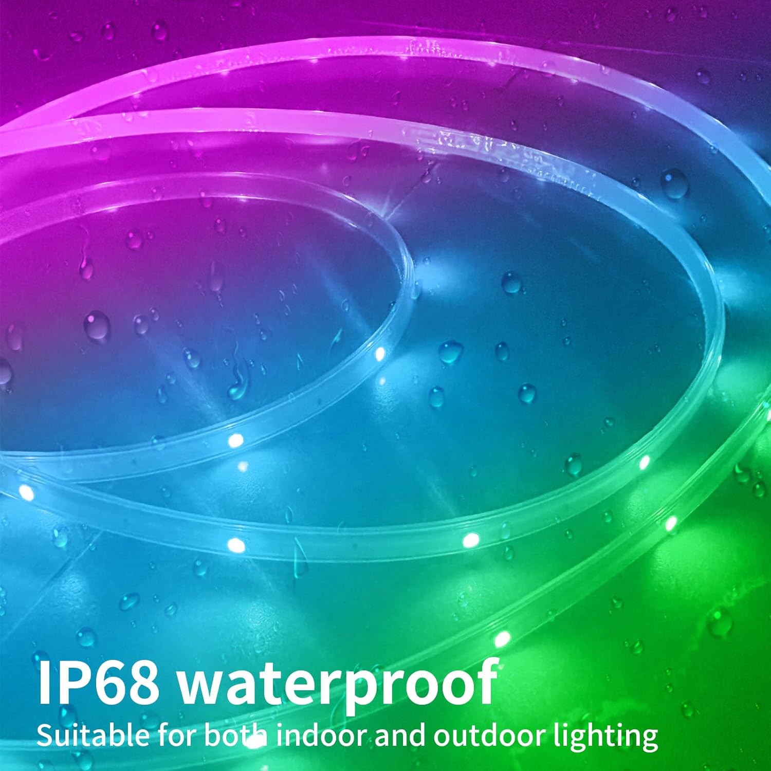 KSIPZE 50ft Outdoor led Strip Lights Waterproof IP68, RGB Outdoor led Lights with Button & Bluetooth App Control, Music Sync, Timer, Exterior Led Rope Lights for Decor Balcony, Roof, Garden, Pool - Image 7