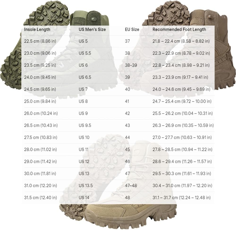Men’s Lightweight Tactical Hiking & Work Boots with Side Zipper – Waterproof PU Outdoor Walking Boots with Traction Outsole - Image 5