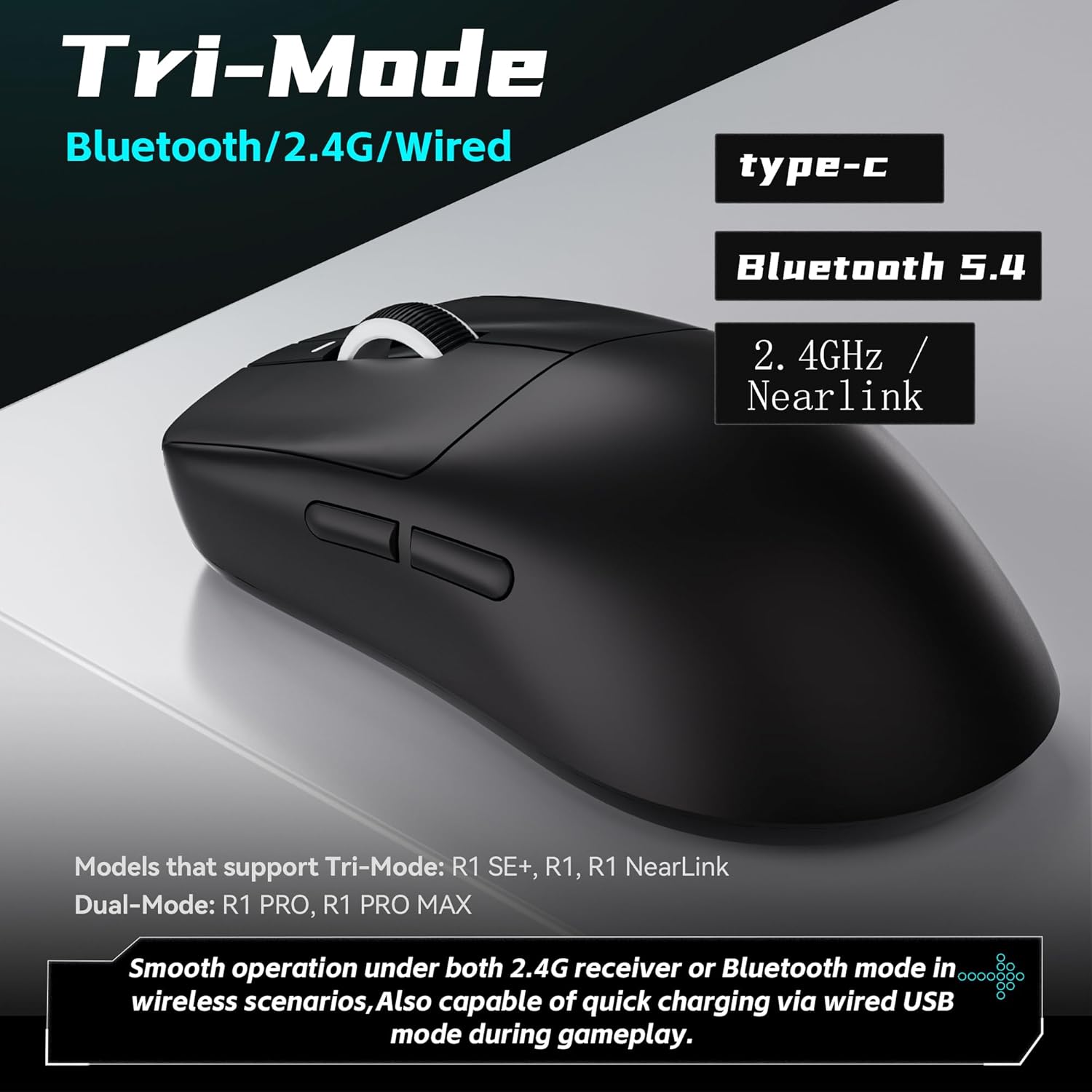 ATK VXE Dragonfly R1 Pro Max Wireless Gaming Mouse, 54g Lightweight, PAW3395 Sensor, Adjustable DPI, 4k Polling, 150 Hr Battery Life, Dual-Mode 2.4G/Wired - Image 8