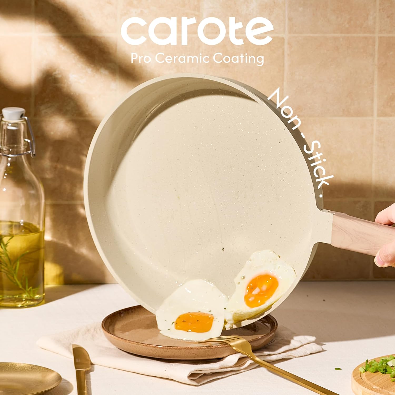 CAROTE 22Pcs Pots and Pans Set Non stick, Ceramic Cookware Set, Non-toxic Kitchen Cooking Set, PFAS and PFOA Free - Image 3