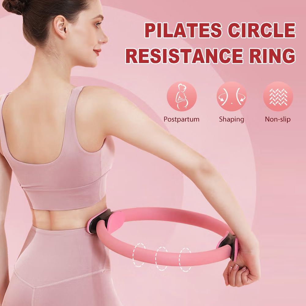 Moonboat Pilates Ring Fitness Trainer, Dual Padded Handles Yoga Rings for Beginners Toning Arms, for Home Workout Mat & Reformer Workouts - Image 2