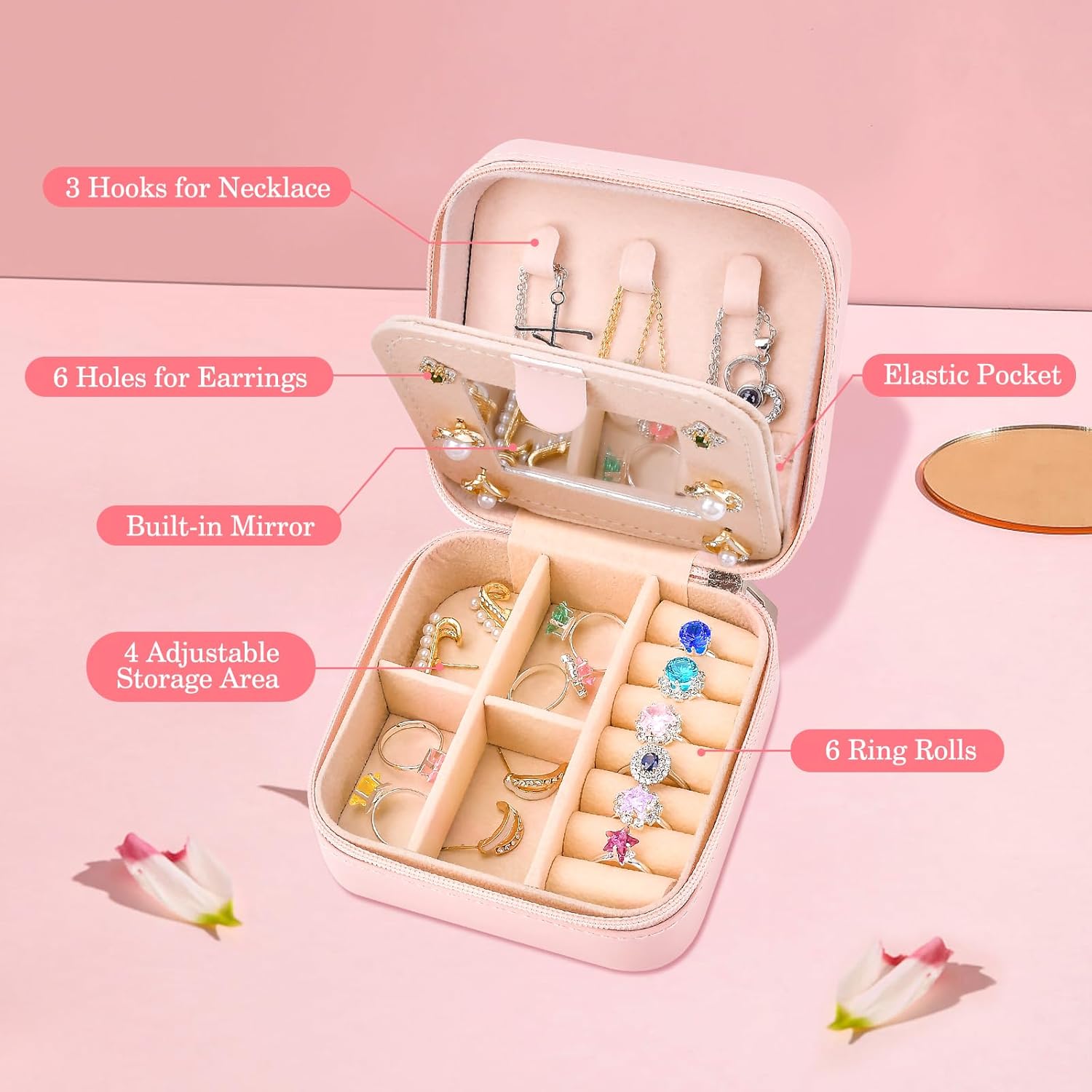 Inngeroo Mothers Day Mom Gifts for Wife Daughter Grandma, Travel Jewelry Case Box Organizer, Personalized Gifts for Women Teen Girls Mom Aunt Sister, Bridesmaid Gifts Traveling Essentials, Initial S - Image 2