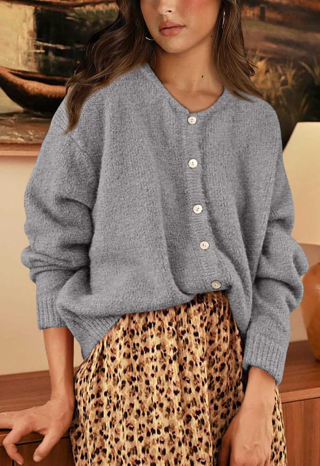 PRETTYGARDEN Long Sleeve Crewneck Button Down Womens Sweaters Spring Open Front Chunky Cardigan Sweaters for Women 2026 - Image 6