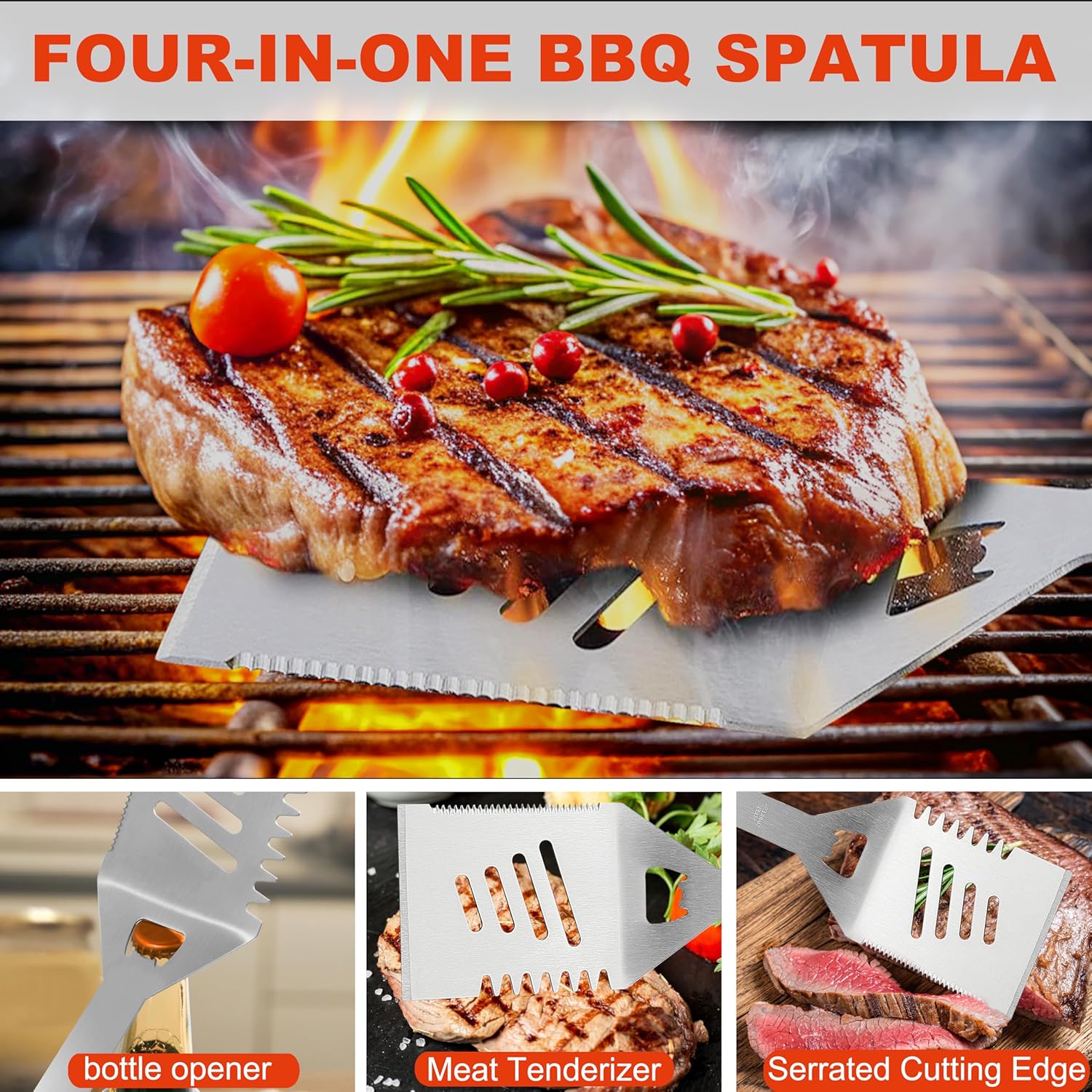 Grilljoy BBQ Accessories Grill Tools Set - 22PCS Stainless Steel Barbecue Grill Accessories for Outdoor Grill with Black Aluminum Case - Christmas Grilling Gifts for Men & Dad -Grill Tools Kit - Image 3